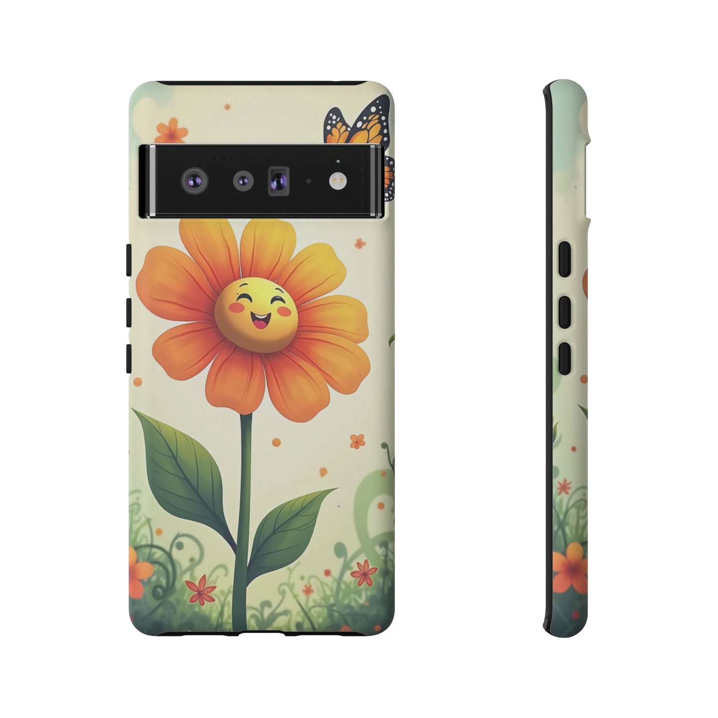 Floral Phone Case with Butterfly Design, Cute Flower Phone Cover for Nature Lovers, Eco-Friendly Gift, Spring Vibes, Birthday Present