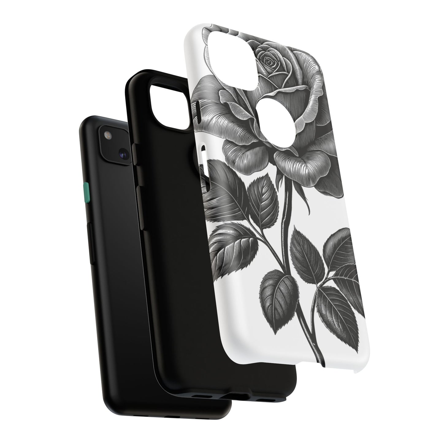 Elegant Floral Phone Case - Tough Cases, Black Rose Design, Floral Phone Cover, Stylish Phone Accessory, Gift for Her, Mother's Day