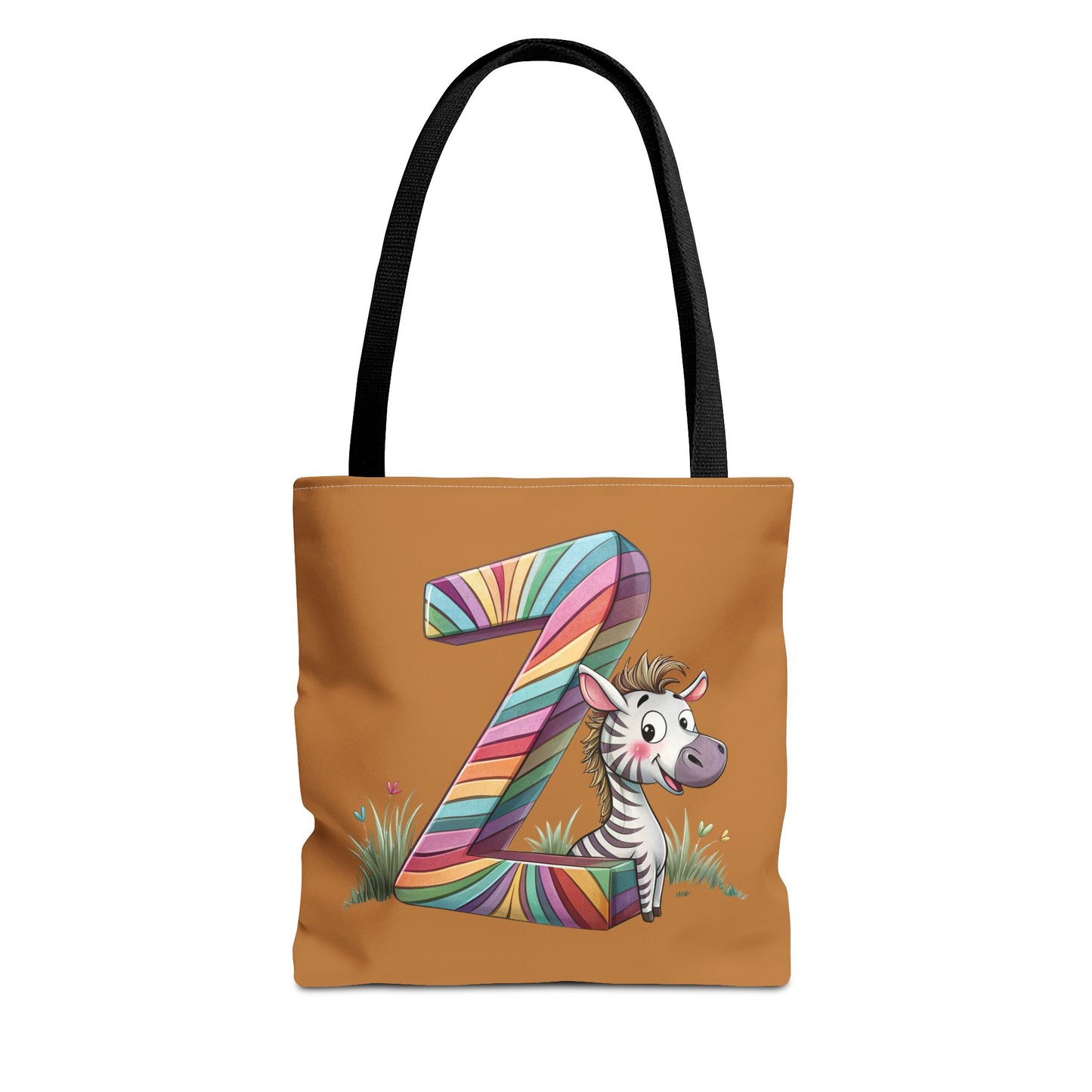 Colorful Zebra Initial Tote Bag, Kids' Backpack, Fun Reusable Shopping Bag, Cute Gift for Animal Lovers, Eco-Friendly, Alphabet Design