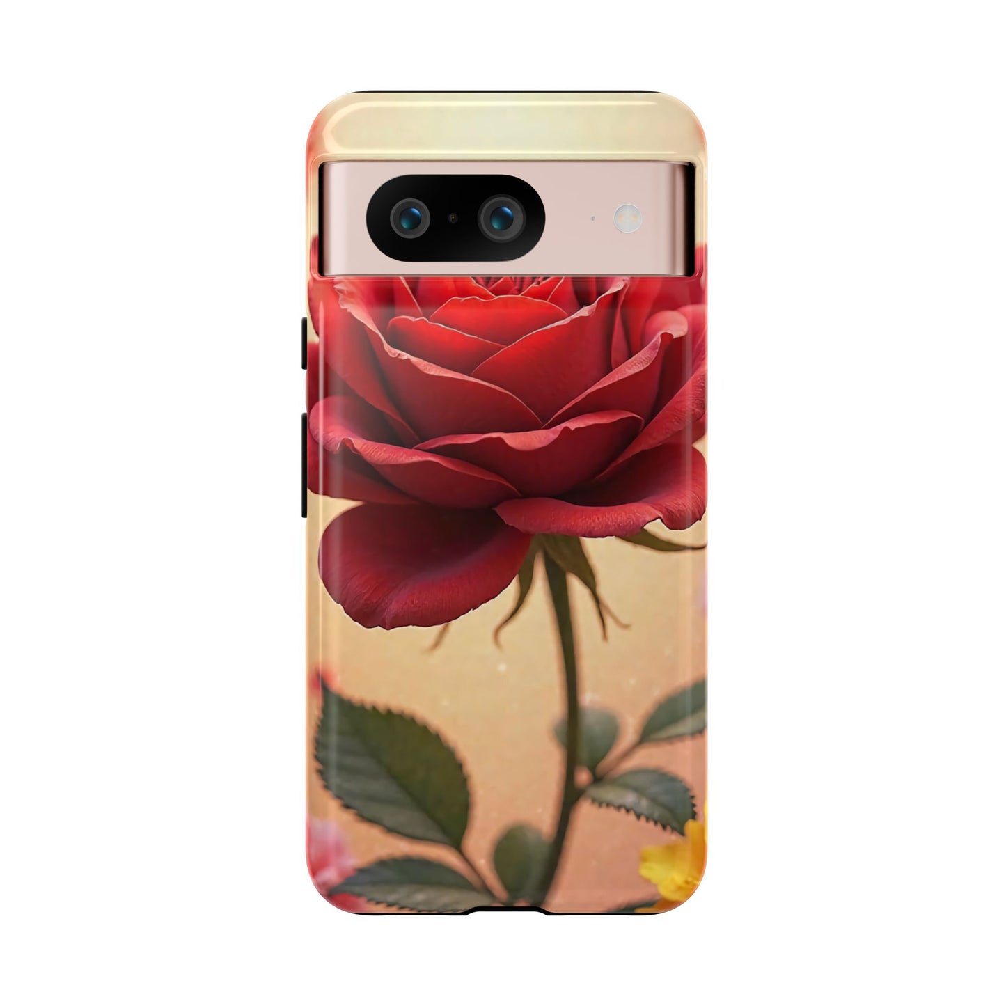 Floral Phone Case with Red Rose Design, Tough Phone Cover, Flower Print, Gift for Her, Stylish Accessory, Floral Aesthetic