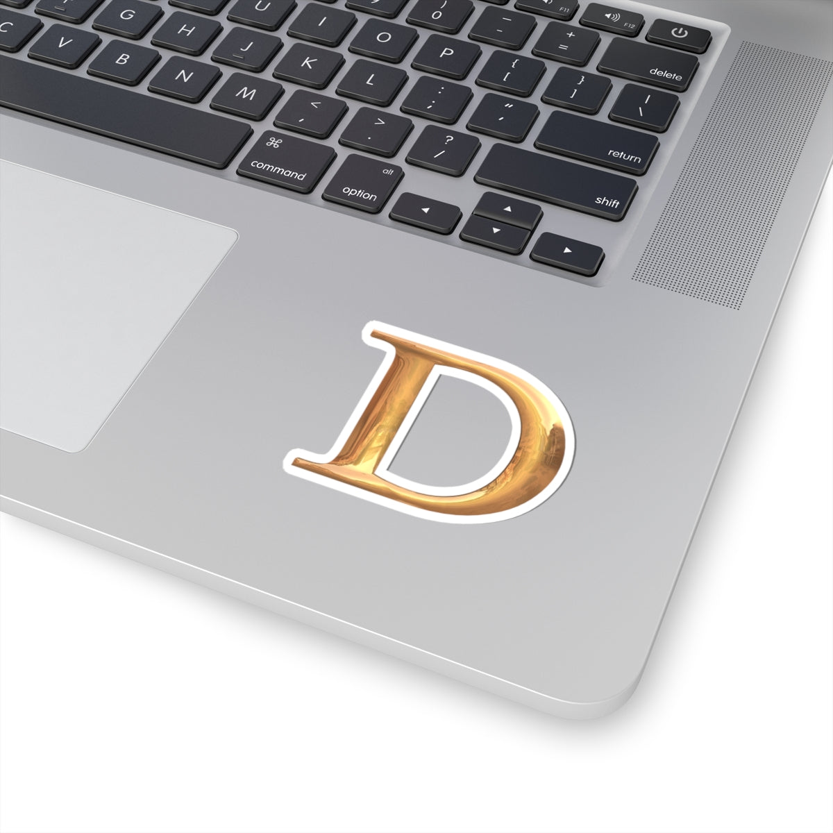 Stylish Gold Letter 'D' Kiss-Cut Sticker, Personalized Decal, Laptop Sticker, Custom Monogram, Perfect for Gifts
