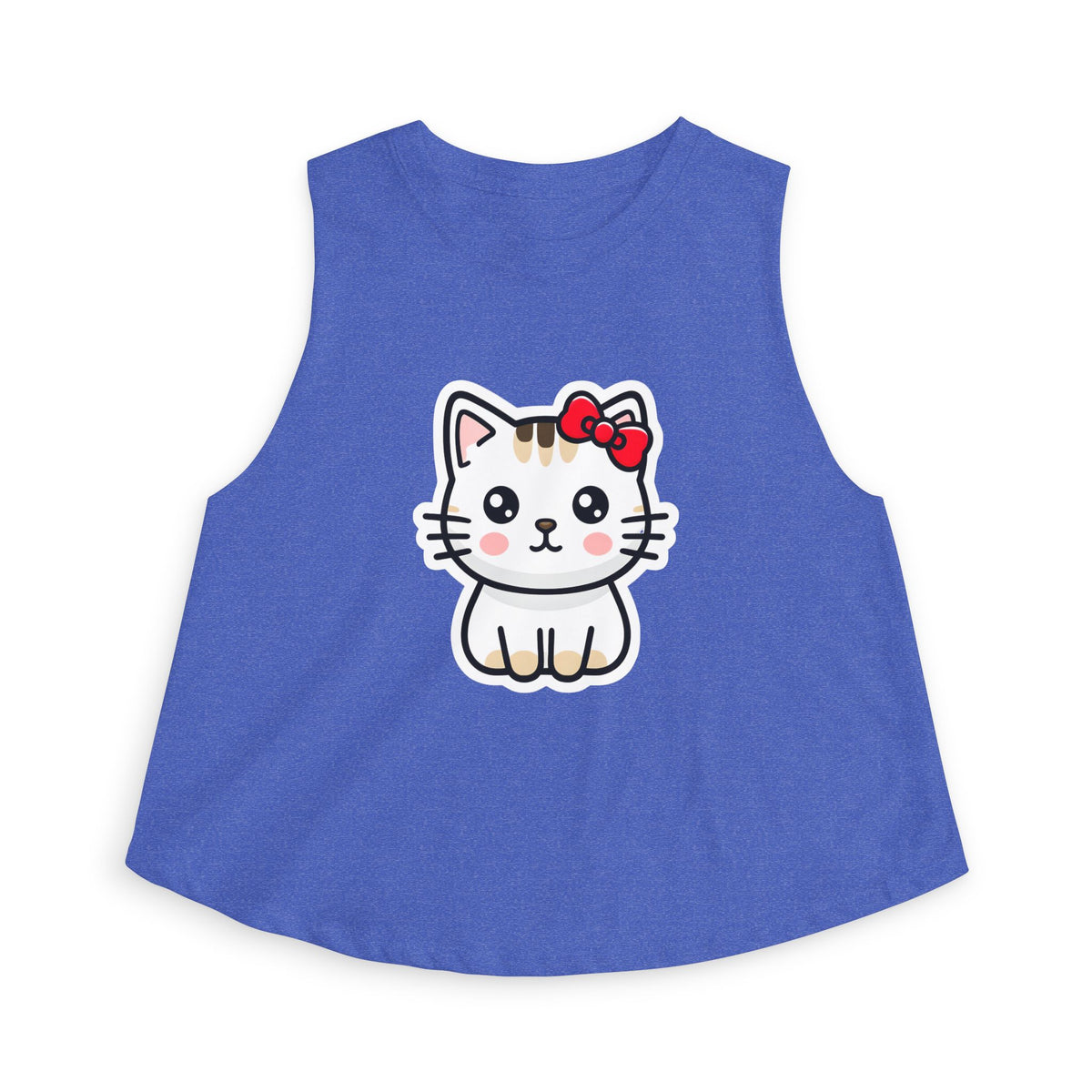 Kawaii Kitty Bow Crop Top — Cute Cat Graphic Women's Tank