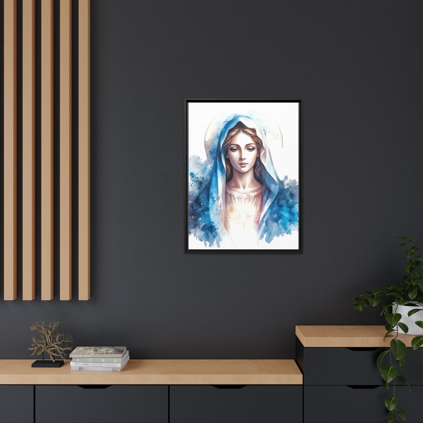 Framed Canvas Art Print, Spiritual Decor, Religious Artwork, Wall Decor, Gift for Faith, Elegant Home Decoration