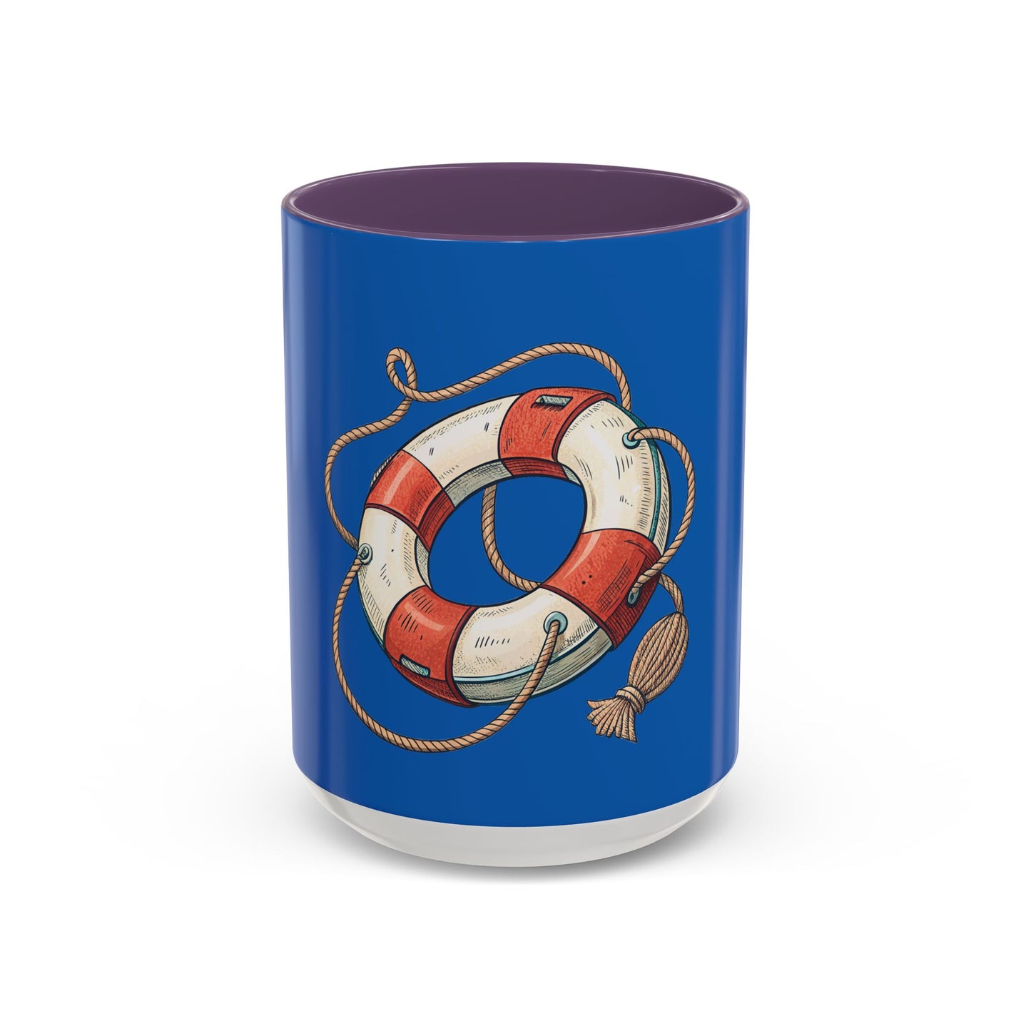 Lifesaver Accent Coffee Mug - Nautical Gift, Beach Decor, Sailor's Coffee Cup, Ocean Lover Mug, Summer Vibes