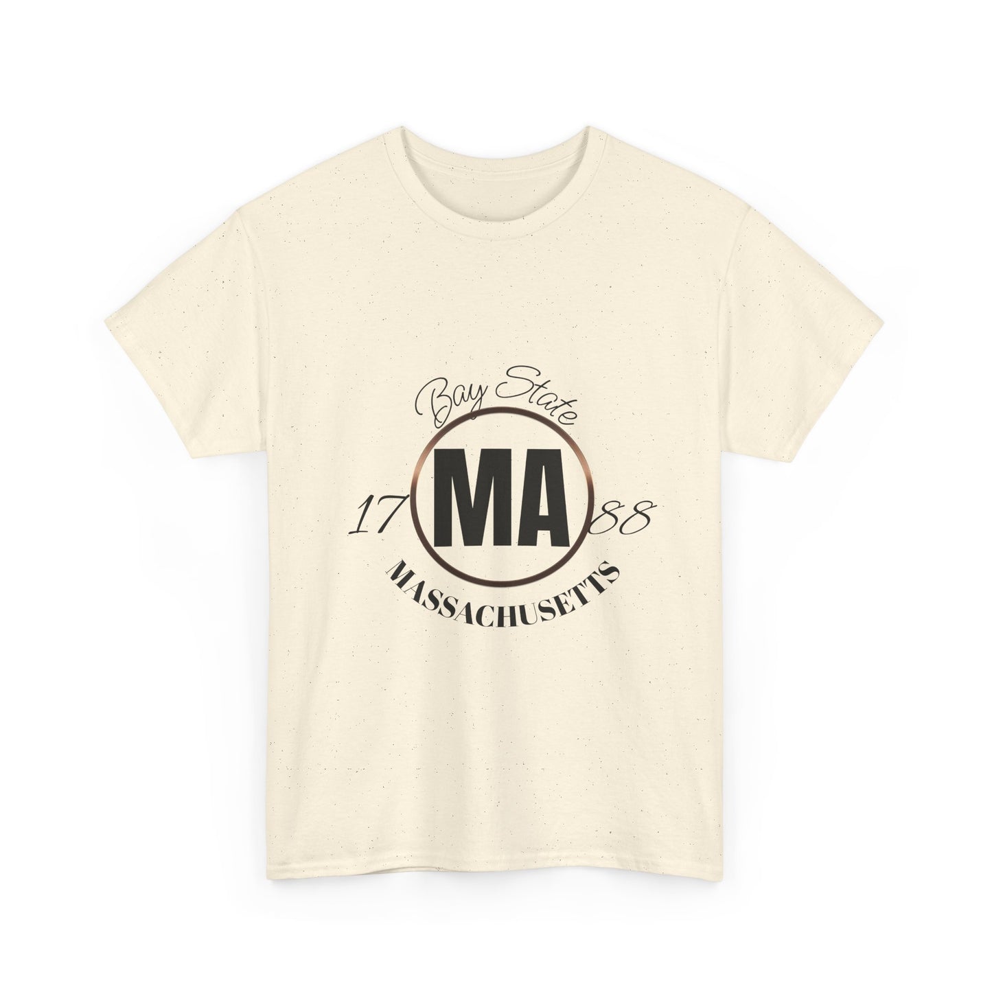Unisex Heavy Cotton Tee with Massachusetts Design, Casual Wear, Gift for Him/Her, Travel Souvenir, Vintage Style