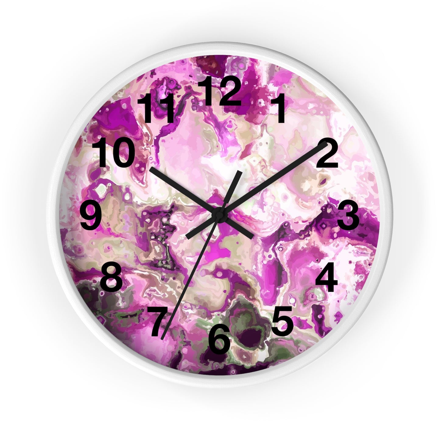 Elegant Pink Swirl Wall Clock Home Decor, Gift for Her, Modern Design, Office Wall Art, Functional Art