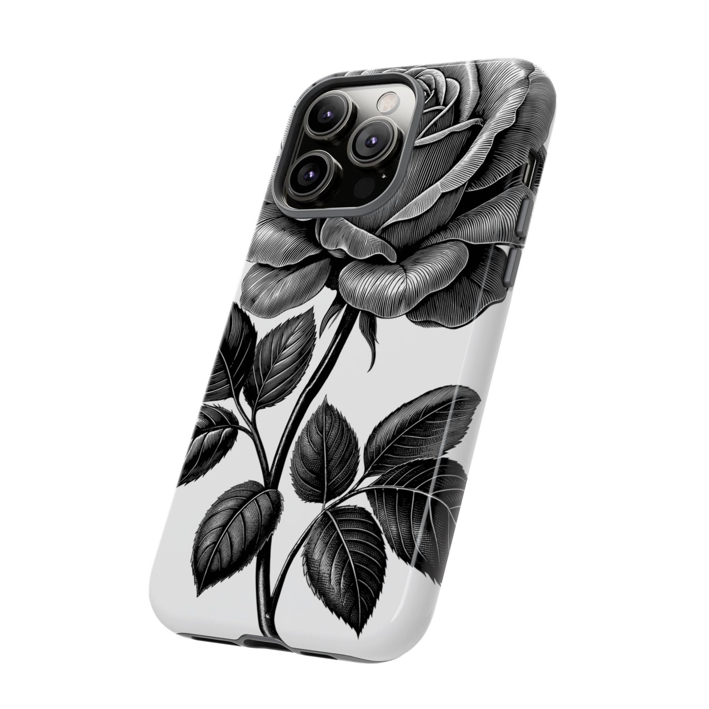 Elegant Floral Phone Case - Tough Cases, Black Rose Design, Floral Phone Cover, Stylish Phone Accessory, Gift for Her, Mother's Day
