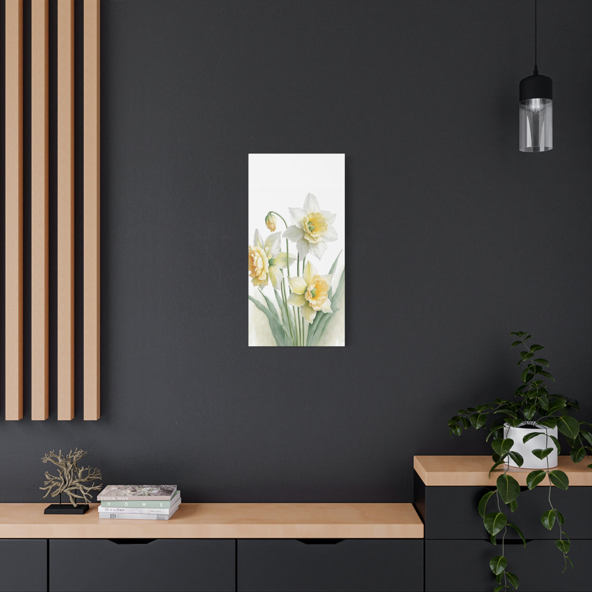 Matte Canvas, Stretched, 1.25" beautiful flowers white and yellow.