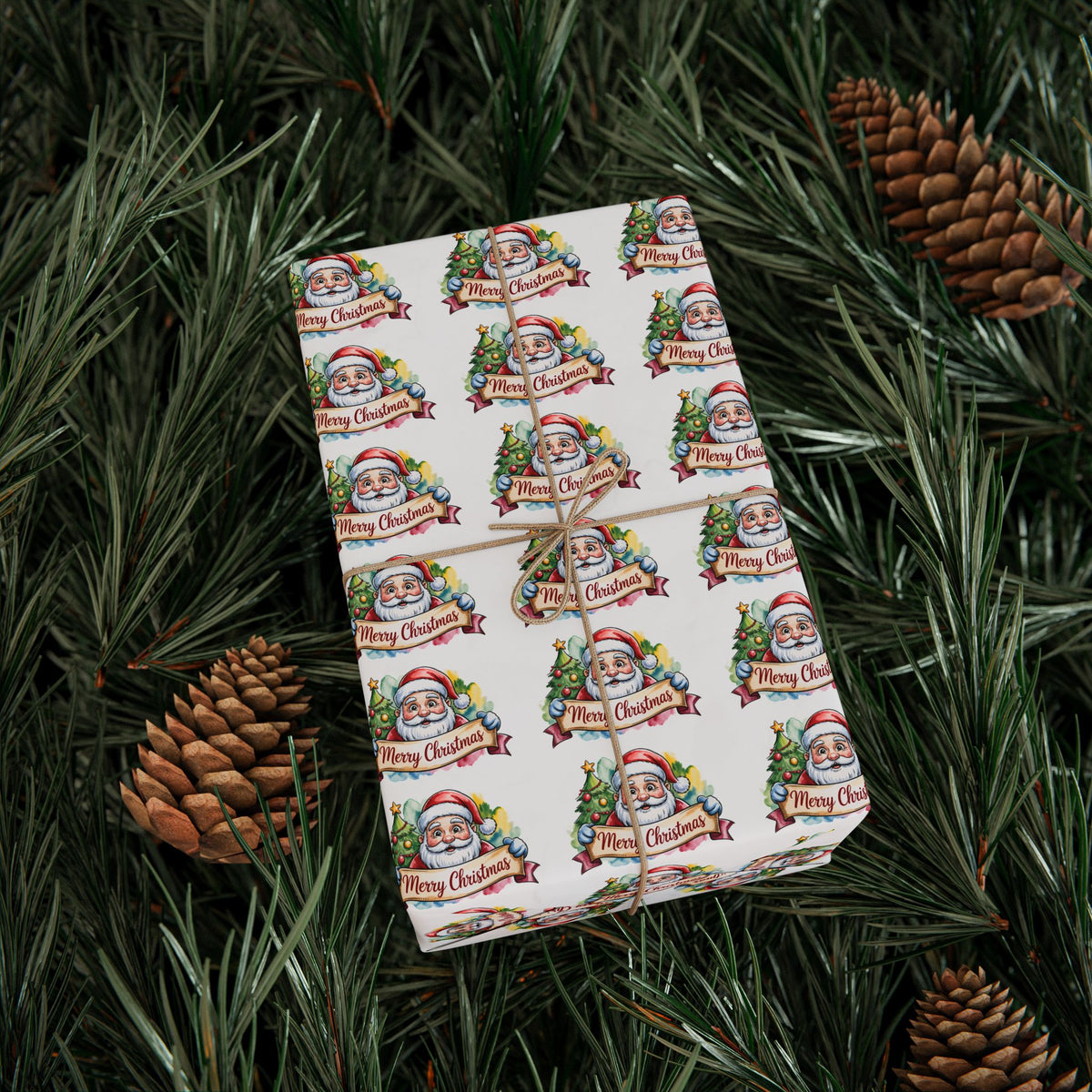 Holiday Santa Emblem Wrapping Paper Roll