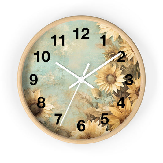 Sunflower Wall Clock, Floral Home Decor, Rustic Clock, Gift for Garden Lovers, Vintage Style Timepiece, Perfect for Spring and Summer