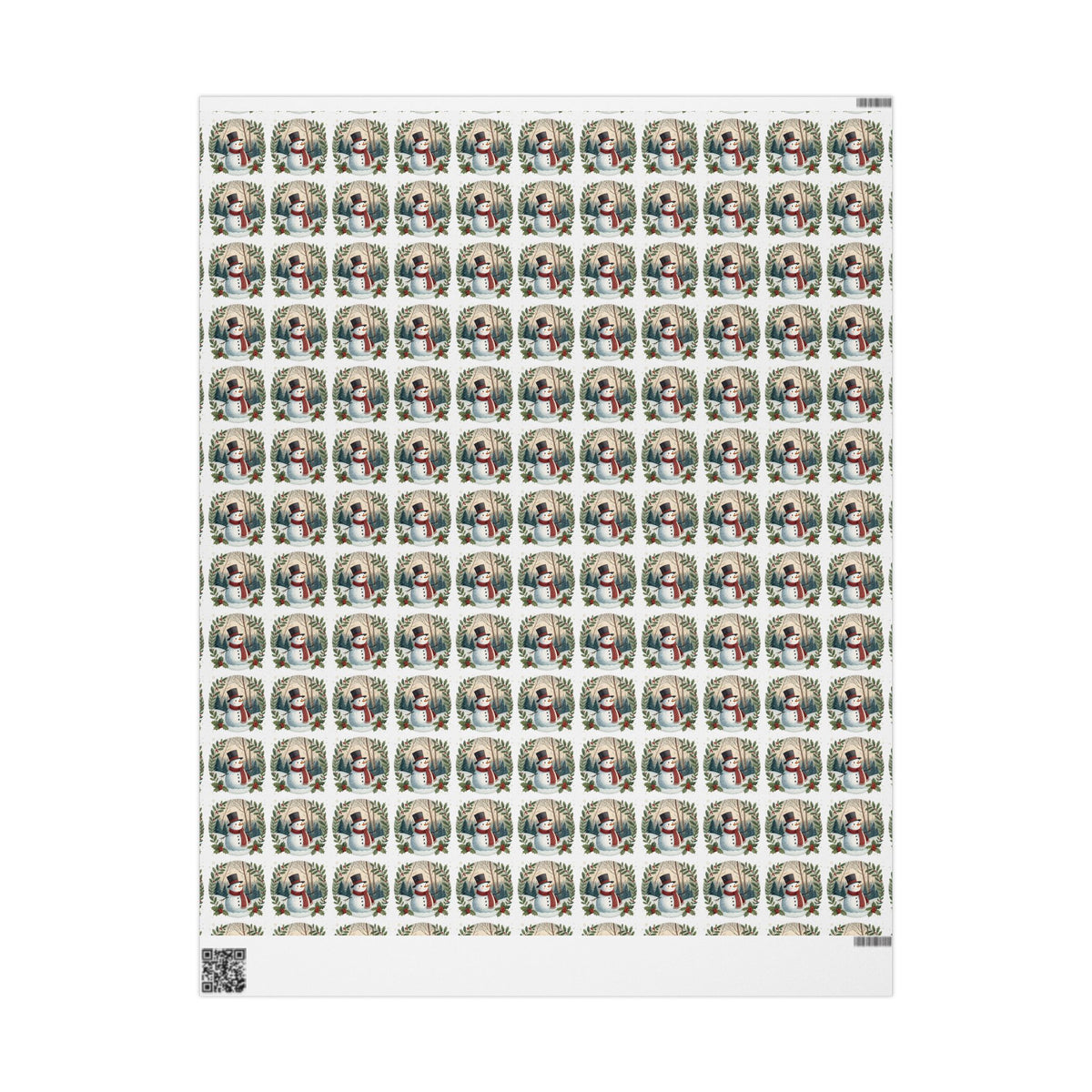 Snowman Wreath Christmas Wrapping Paper Roll — Festive Holiday Gift Wrap