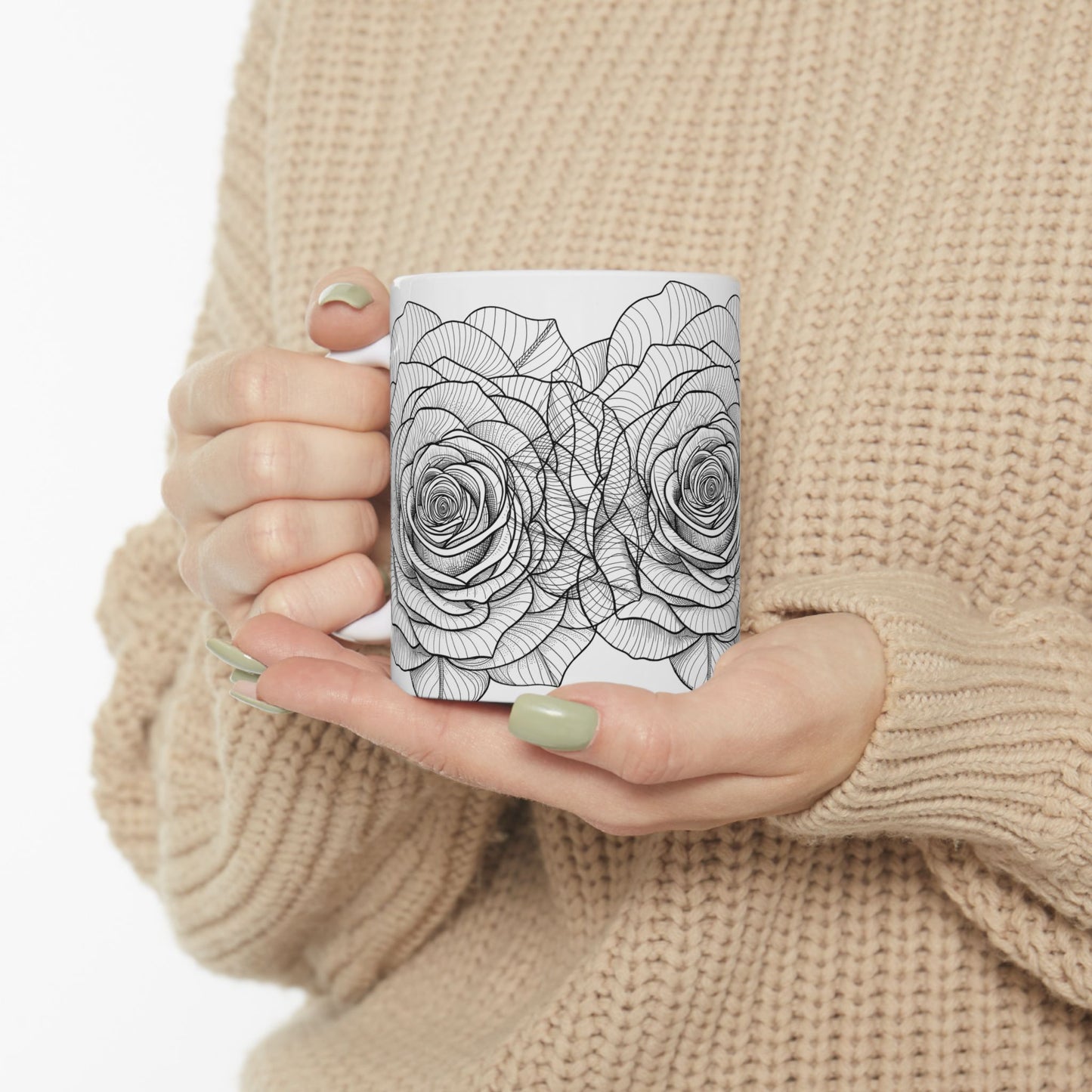 Elegant Floral Ceramic Mug - Perfect for Coffee Lovers, Tea Enthusiasts, Housewarming Gift, Mother's Day Present, Home Decor
