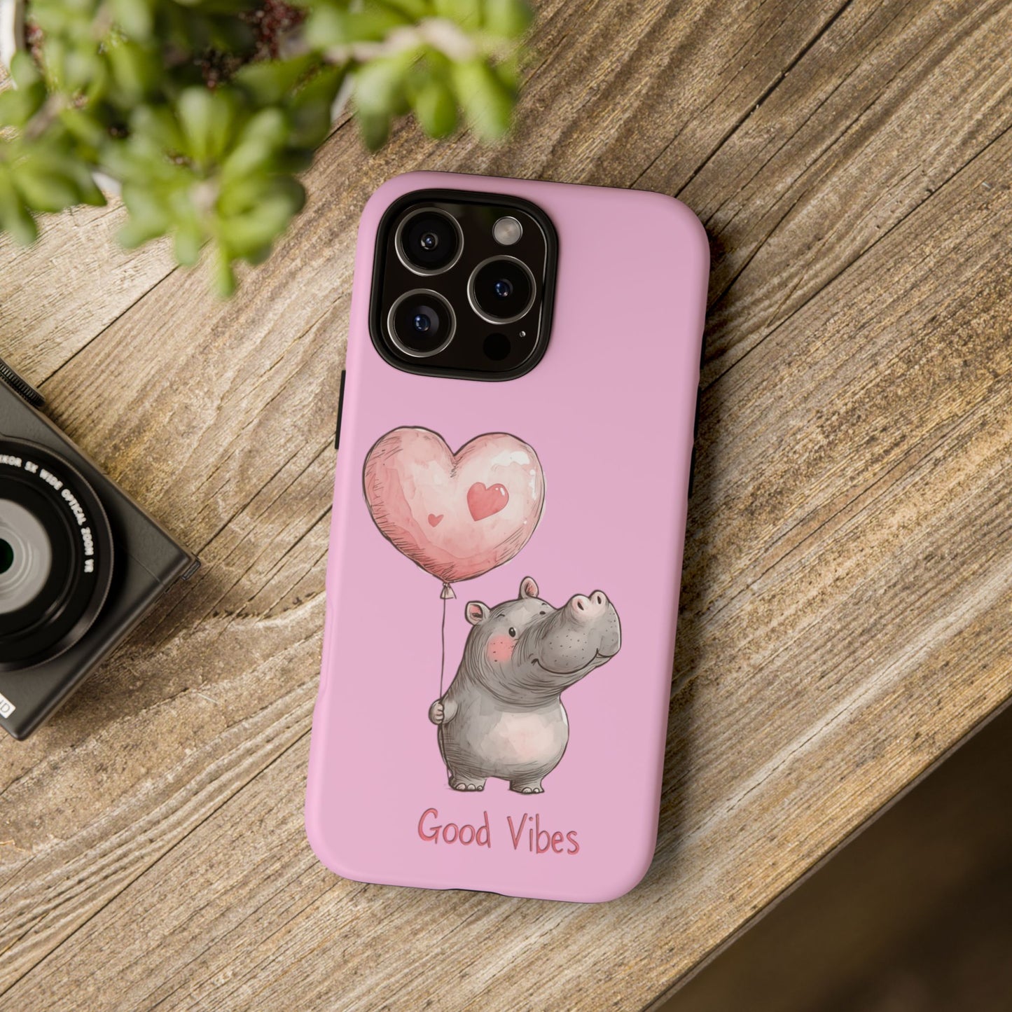 Cute Hippo Phone Case | Good Vibes, Gift for Friends, Cute Phone Accessories, Animal Lover Gift, Happy Phone Cover