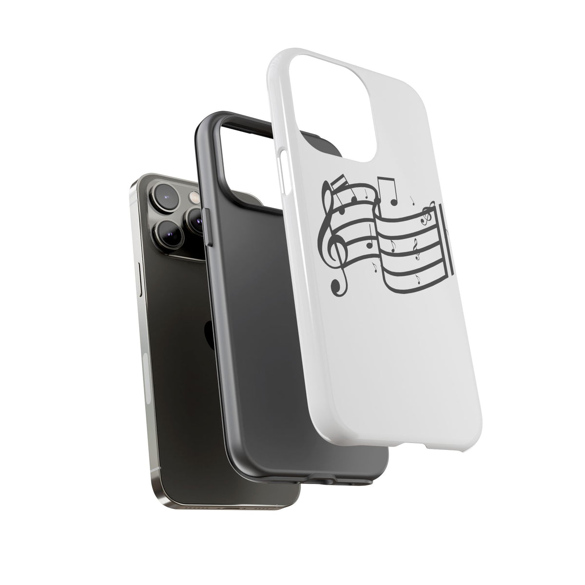 Musical Notes Phone Case — Black Treble Clef Music Staff Tough Case