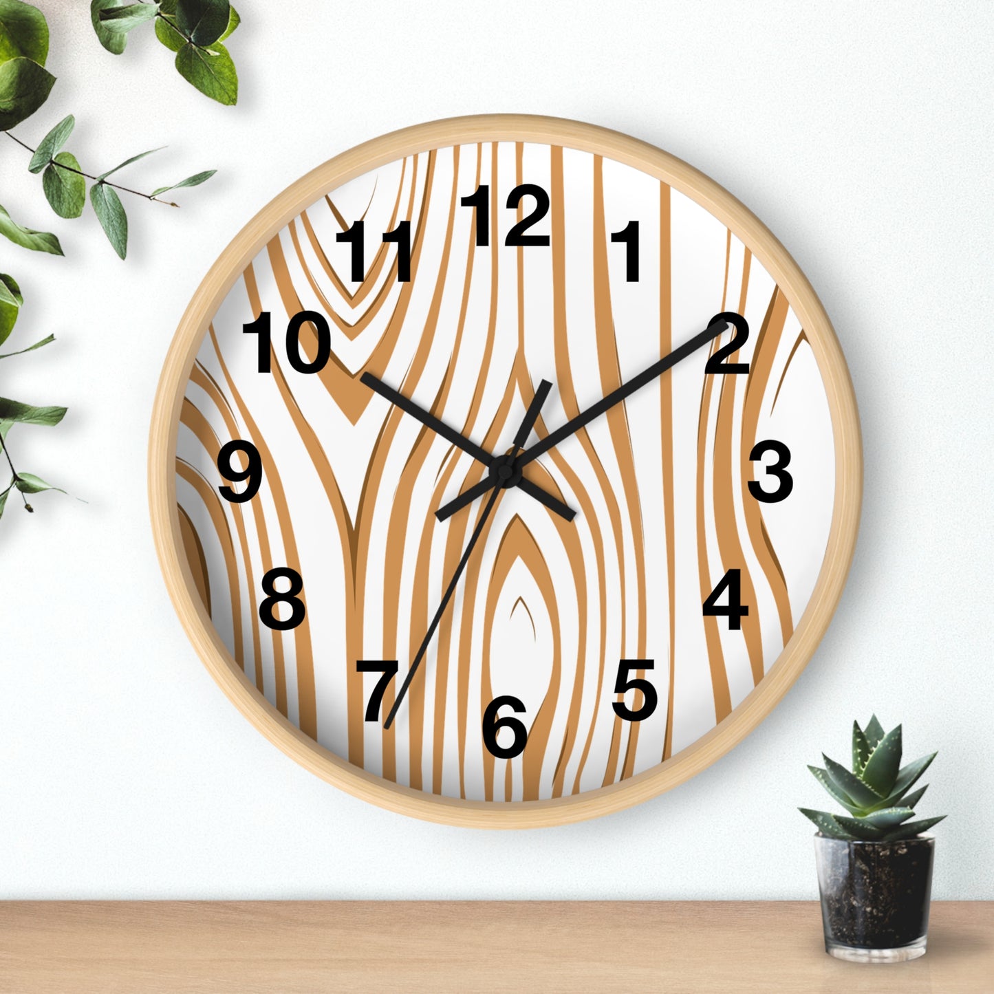 Rustic Wood Grain Wall Clock, Home Decor Clock, Modern Timepiece, Gift for Her, Unique Wall Art, Kitchen Clock, Natural Style Decoration