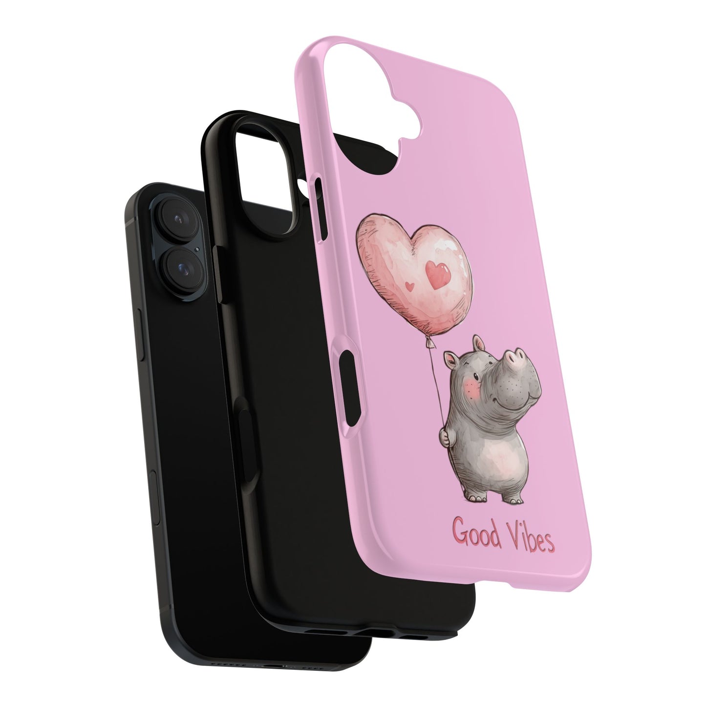 Cute Hippo Phone Case | Good Vibes, Gift for Friends, Cute Phone Accessories, Animal Lover Gift, Happy Phone Cover