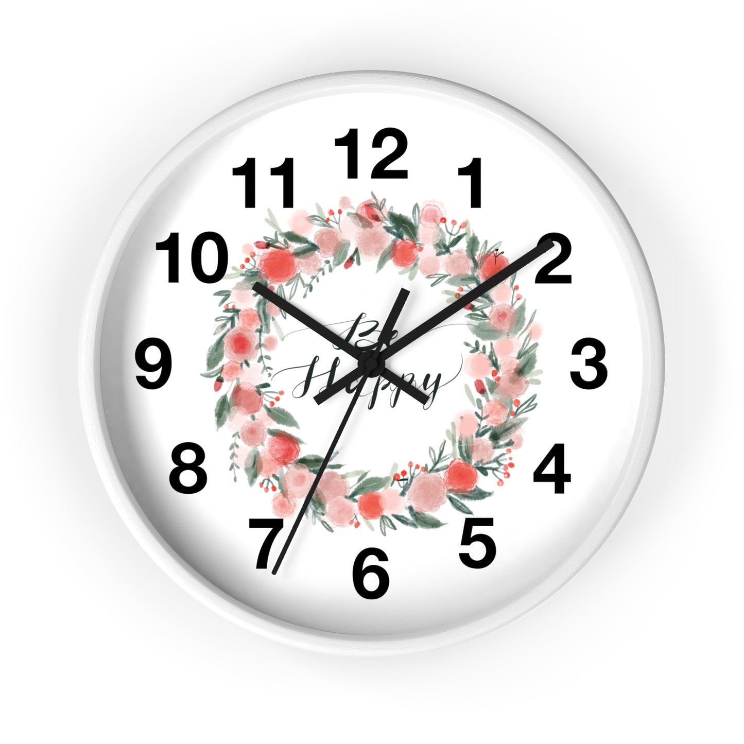 Floral Motivational Wall Clock | Home Decor | Gift for Her | Positive Quote Decor | Pink Wreath Design | Living Room Decor