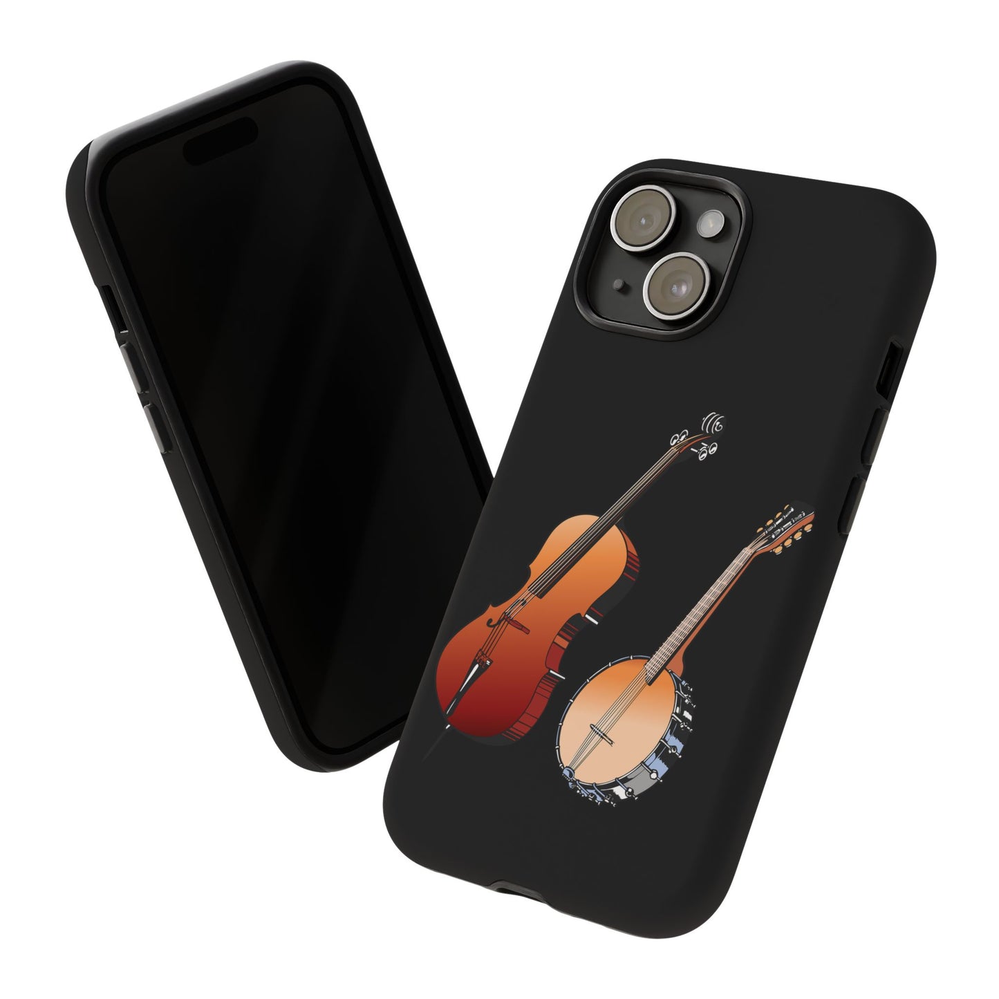 Musical Instrument Phone Case - Violin & Banjo Design, Music Lover Gift, Unique Phone Cover, Holiday Gift, Durable Tough Cases