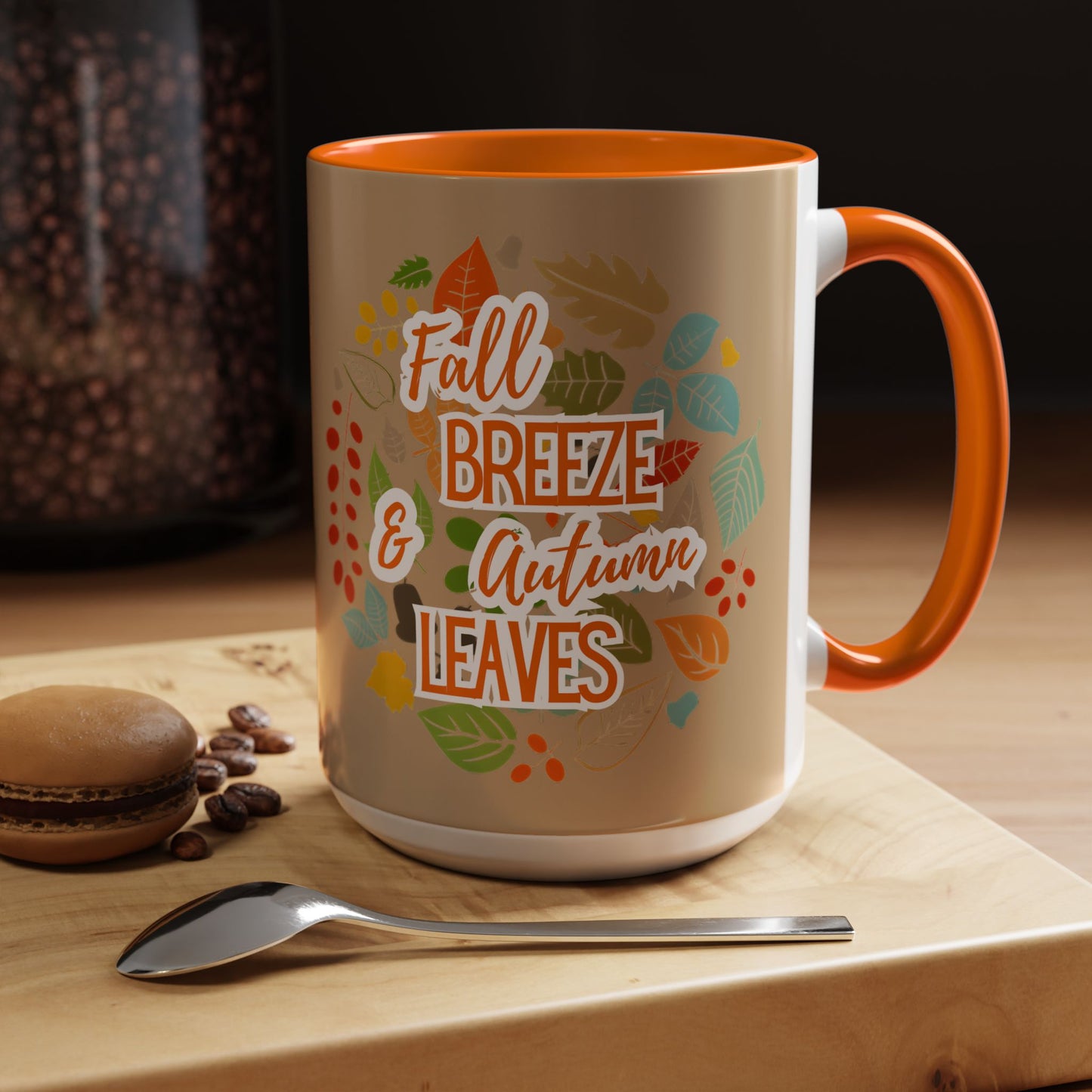 Fall Breeze & Leaves Coffee Mug, Autumn Mug, Seasonal Drinkware, Cozy Kitchen Decor, Perfect Gift for Fall Lovers