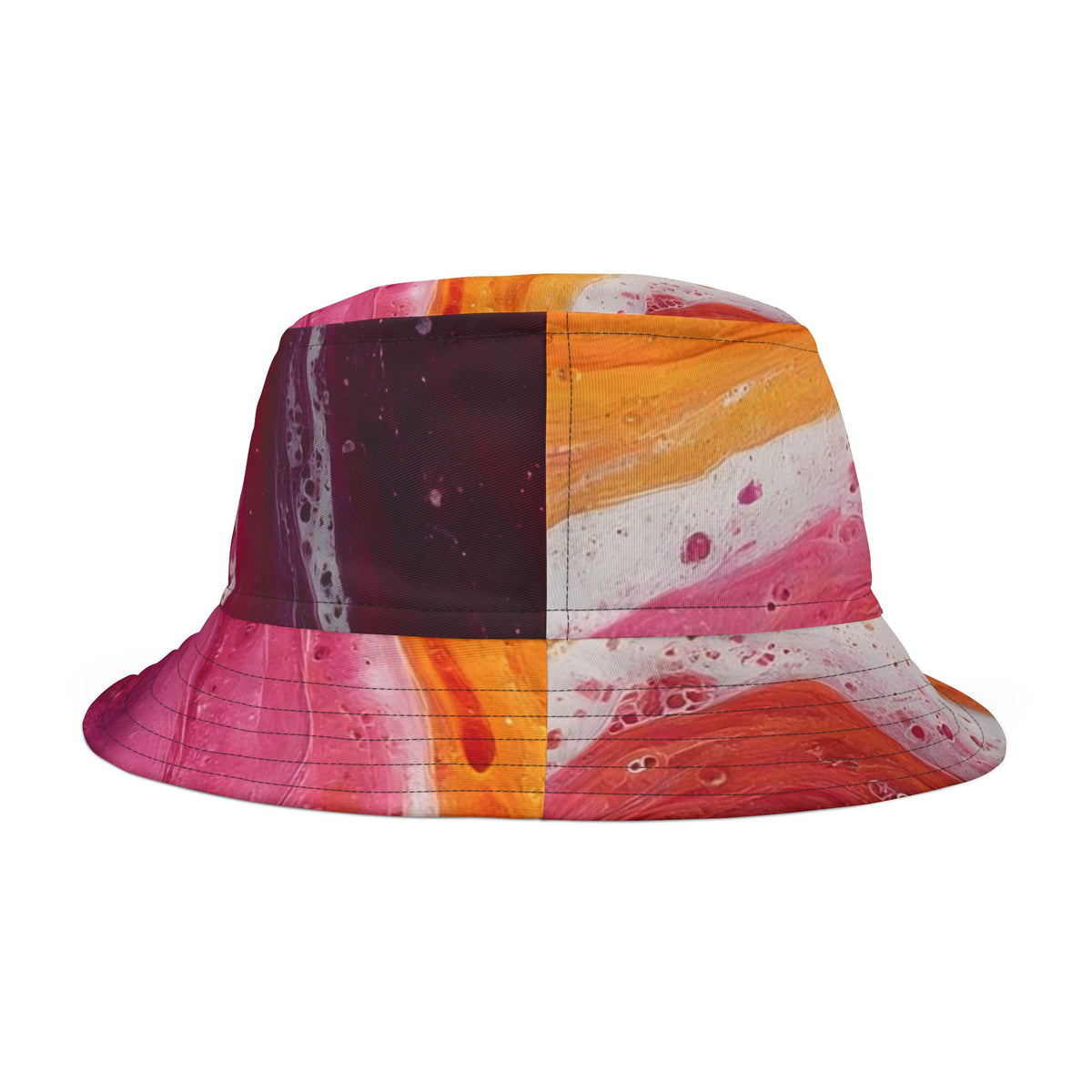 Abstract Sunset Swirl Bucket Hat — Colorful Art AOP Summer Hat