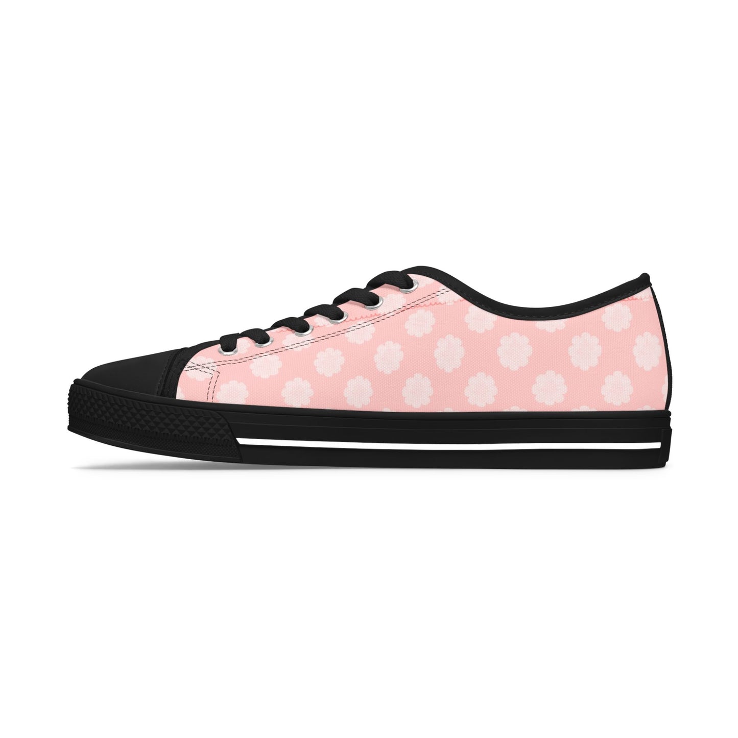 Pink Daisy Low Top Sneakers — Floral Canvas Casual Shoes