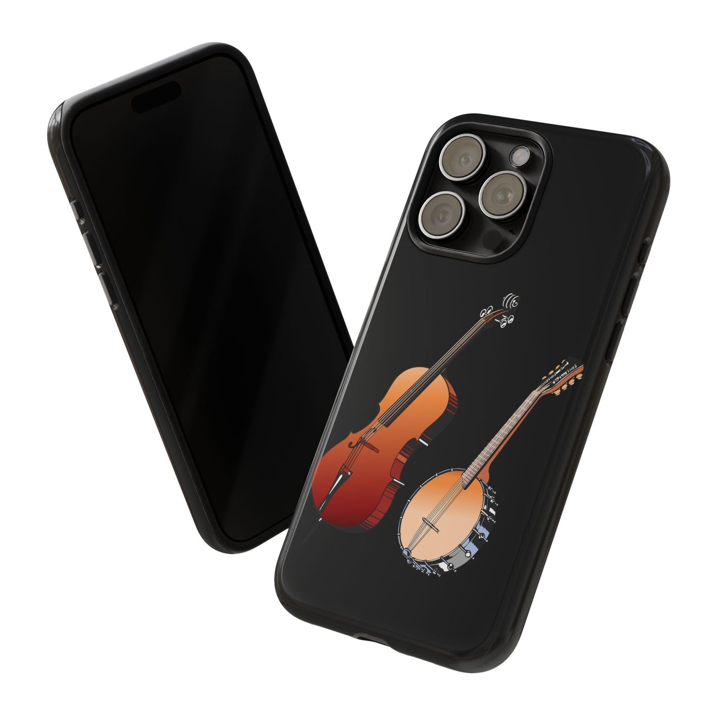 Musical Instrument Phone Case - Violin & Banjo Design, Music Lover Gift, Unique Phone Cover, Holiday Gift, Durable Tough Cases