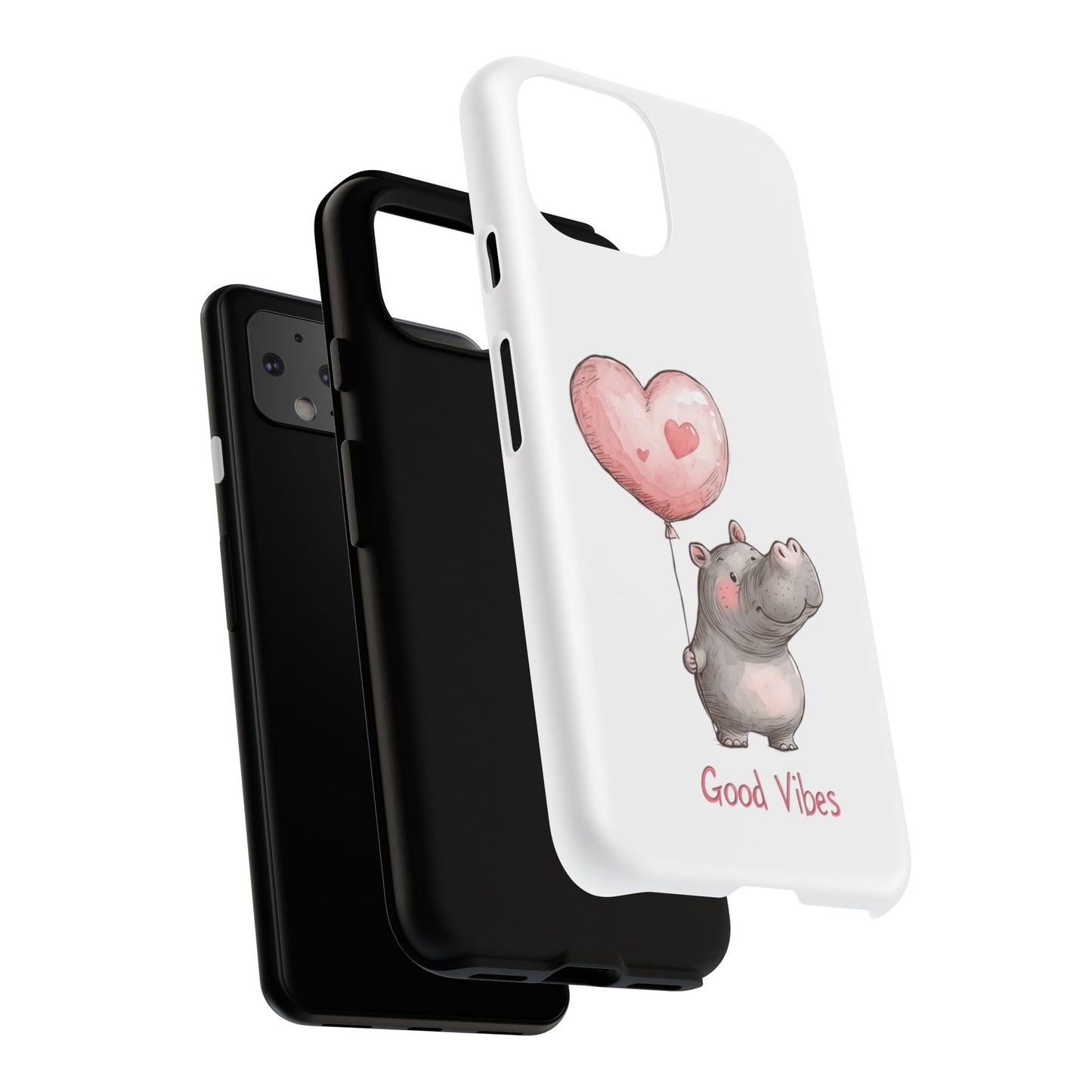 Cute Hippo Phone Case - Good Vibes Design, Animal Lover Gift, Fun Accessory, Birthday Present, Phone Accessories
