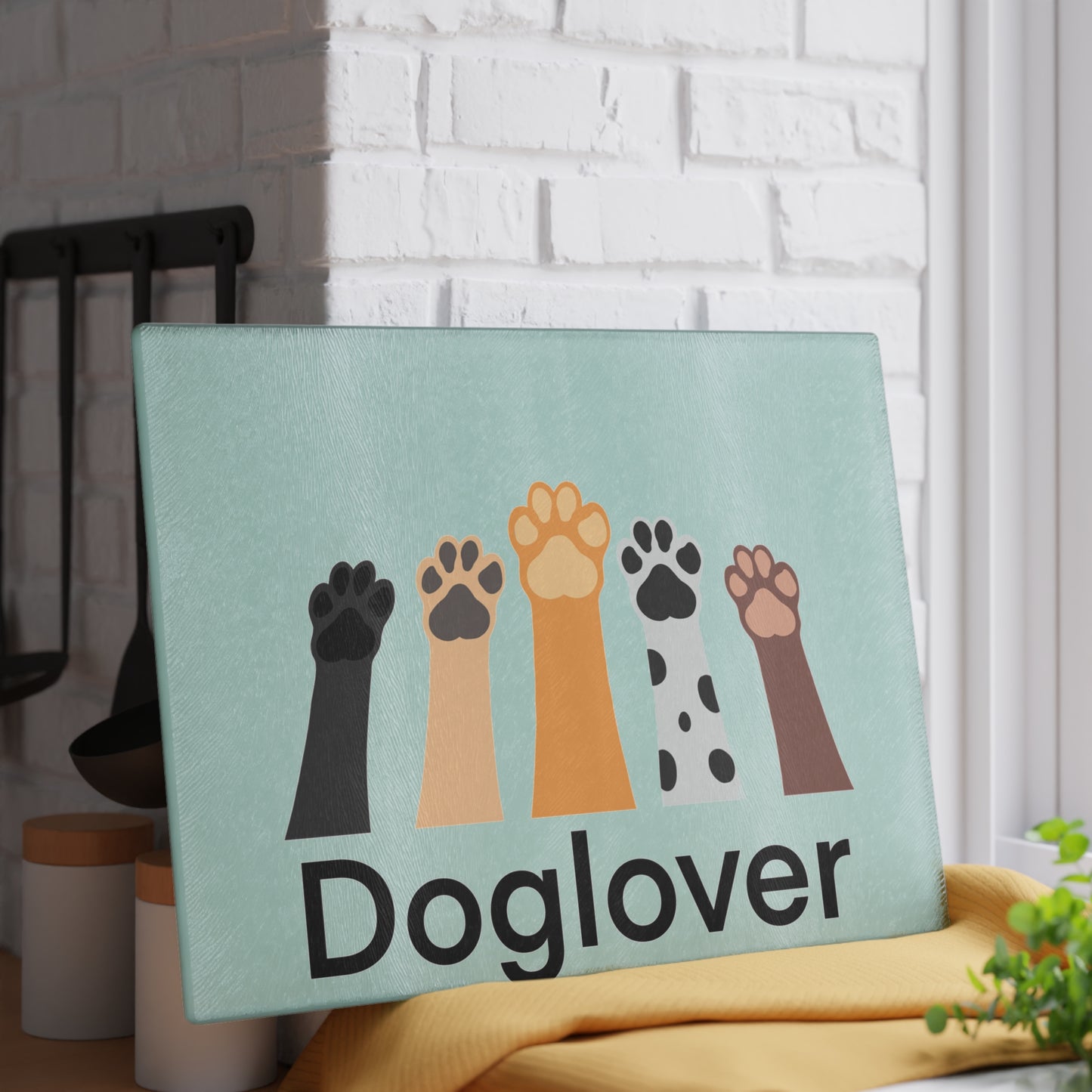 Doglover Glass Cutting Board – Cute Paw Print Kitchen Decor