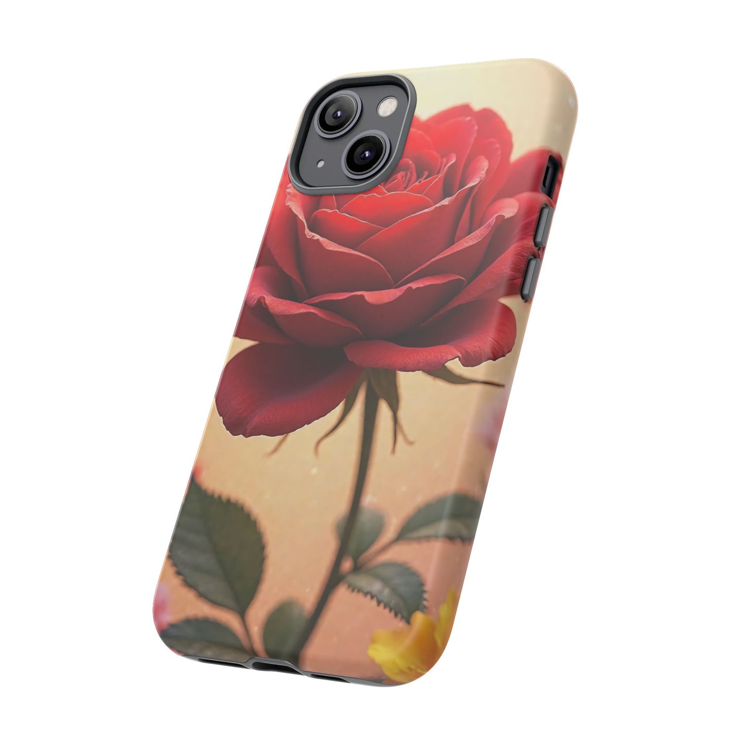 Floral Phone Case with Red Rose Design, Tough Phone Cover, Flower Print, Gift for Her, Stylish Accessory, Floral Aesthetic