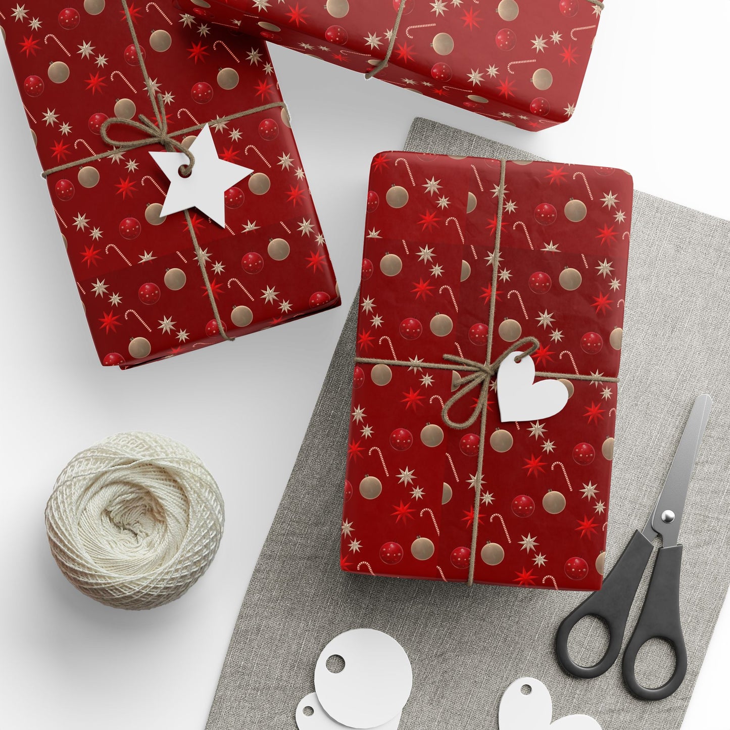 Festive Holiday Wrapping Paper - Christmas Gift Wrap, Red & Gold Design, Eco-Friendly, Birthday & Holiday Decor