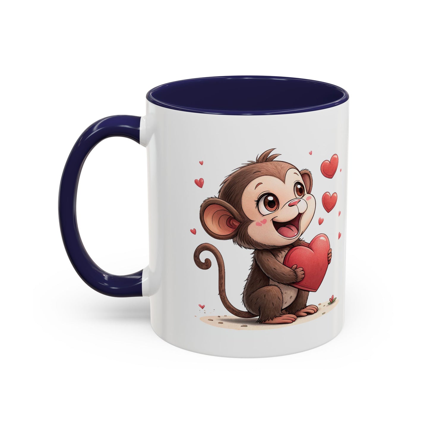 Cute Monkey Love Coffee Mug, Valentine's Gift, Animal Lover's Mug, Heartfelt Coffee Cup, Fun Kitchen Decor