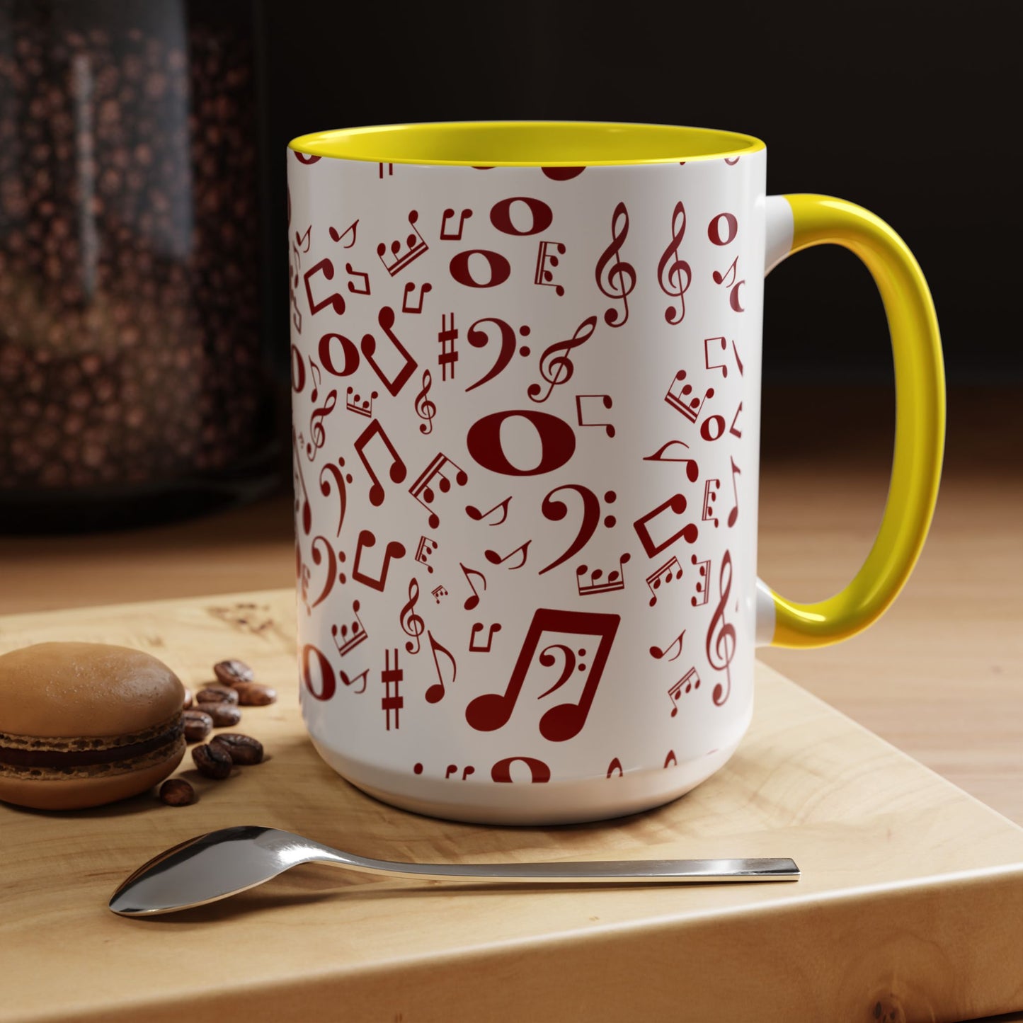 Accent Coffee Mug (11, 15oz) - Musical Notes