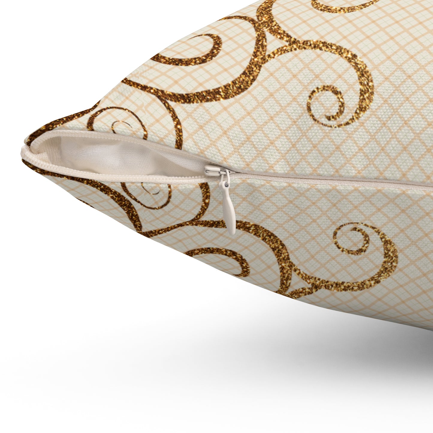 Elegant Swirl Decorative Pillow, Chic Home Accent, Cozy Living Room Decor, Gold Patterned Throw Cushion, Stylish Gift for Weddings