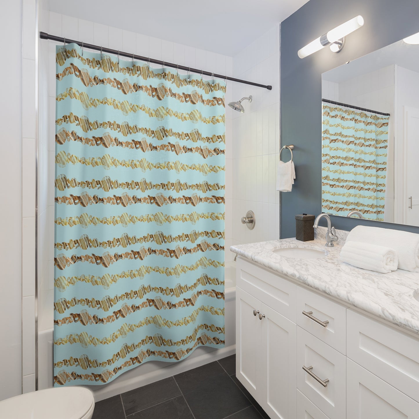 Shower Curtains Gold and Blue