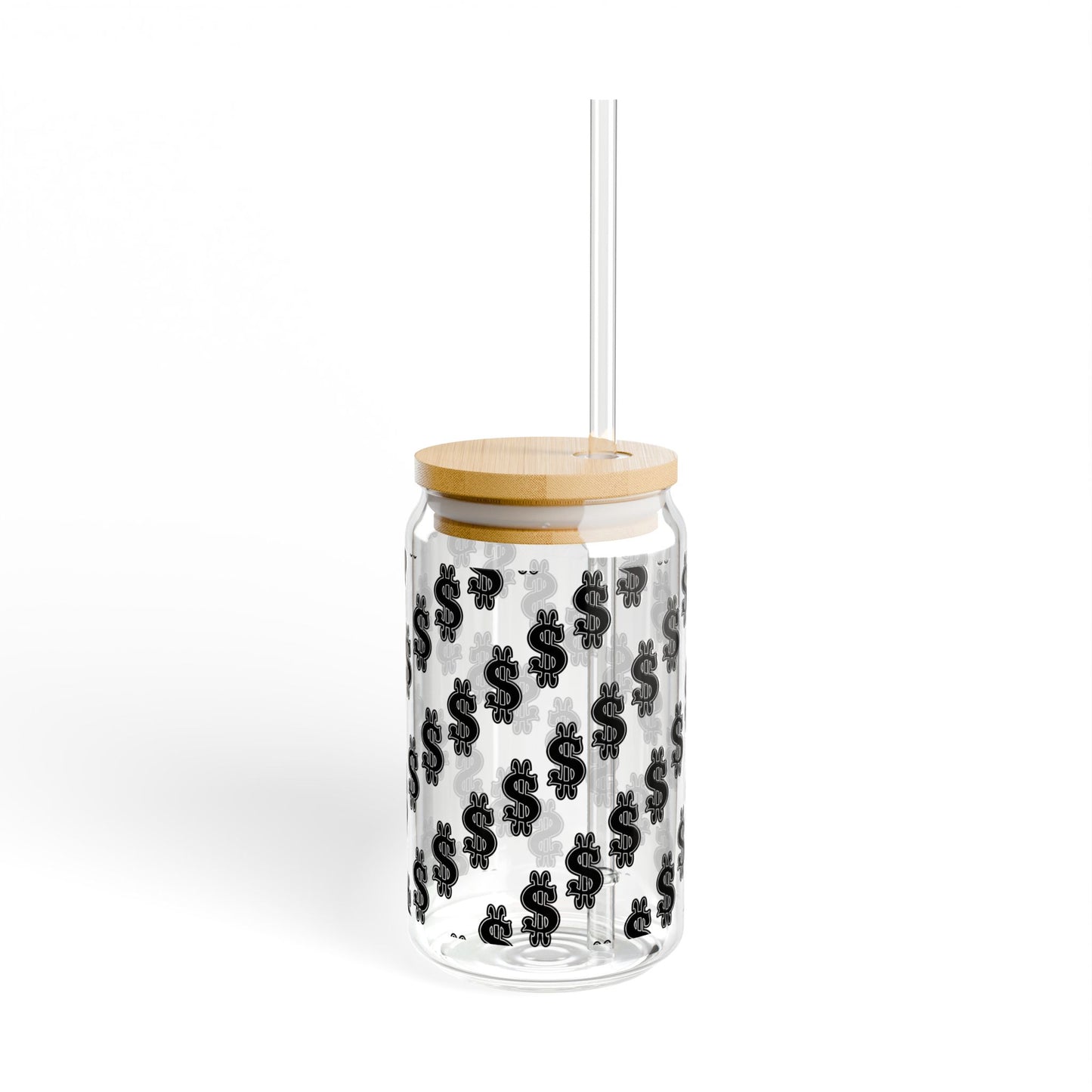 Money-Theme Sipper Glass, 16oz - Stylish Drinkware for Celebrations, Parties, Gifts, Home Décor, and Everyday Use