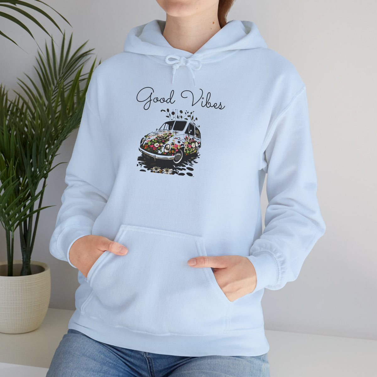 Good Vibes Hooded Sweatshirt - Unisex Heavy Blend, Cozy Gift for Friends, Casual Wear, Summer Outings, Beach Days, Chill Vibes