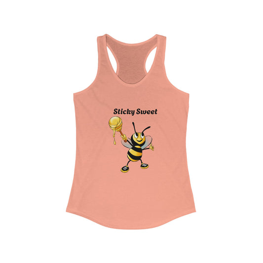 Sticky Sweet Bee Racerback Tank, Cute Summer Top, Gift for Bee Lovers, Fun Fitness Apparel