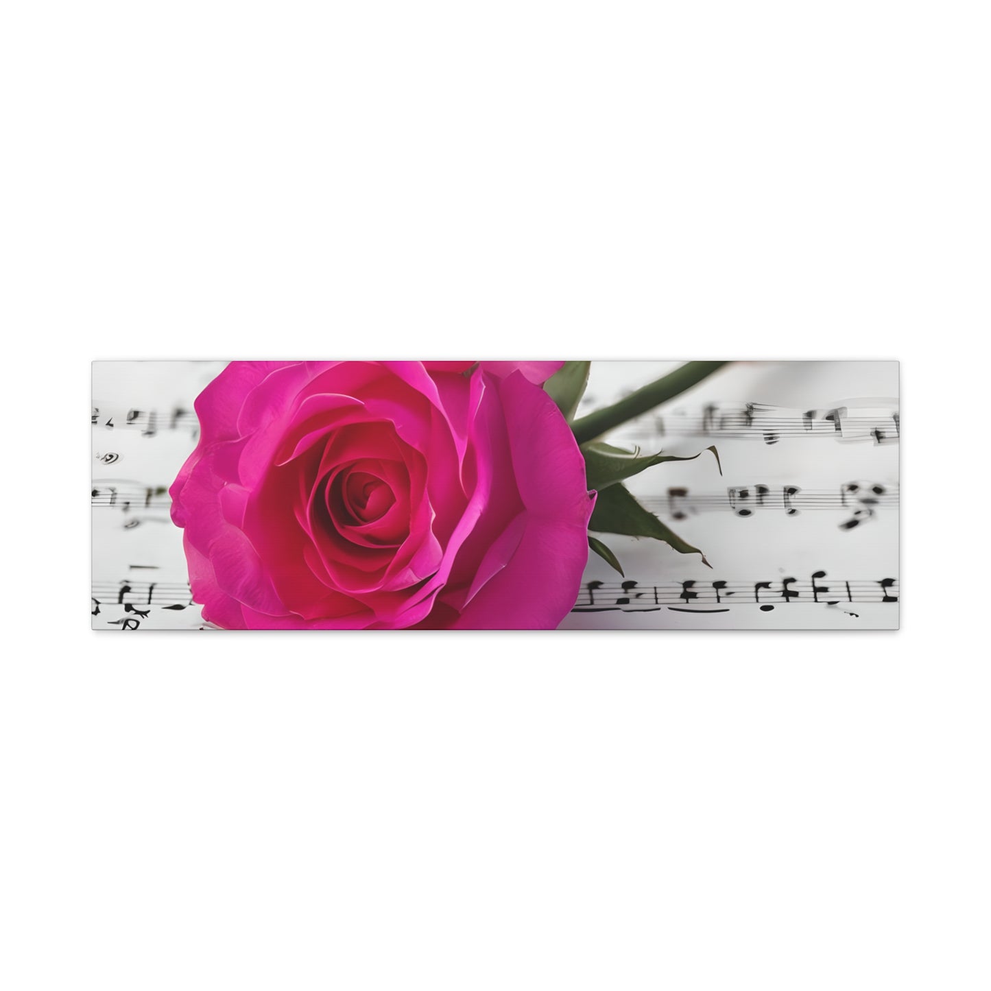 Stretched Canvas Art Print, Classic Rose on Sheet Music, Floral Wall Decor, Home Decoration, Gift for Music Lovers