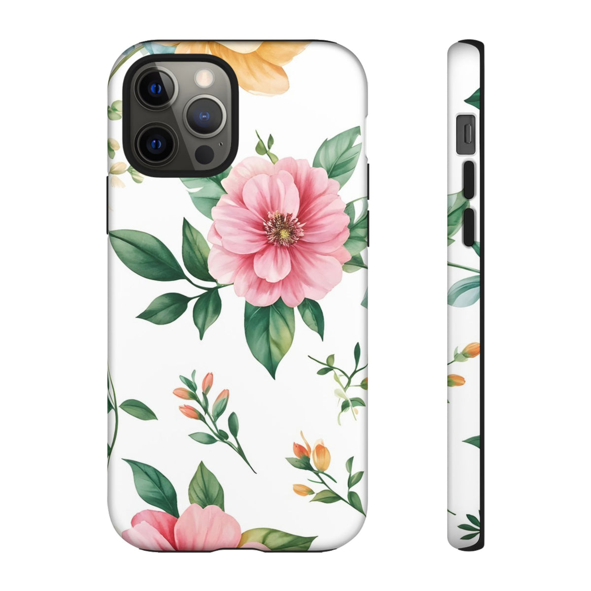 Floral Tough Phone Case — Pink Peony Protective Phone Cover