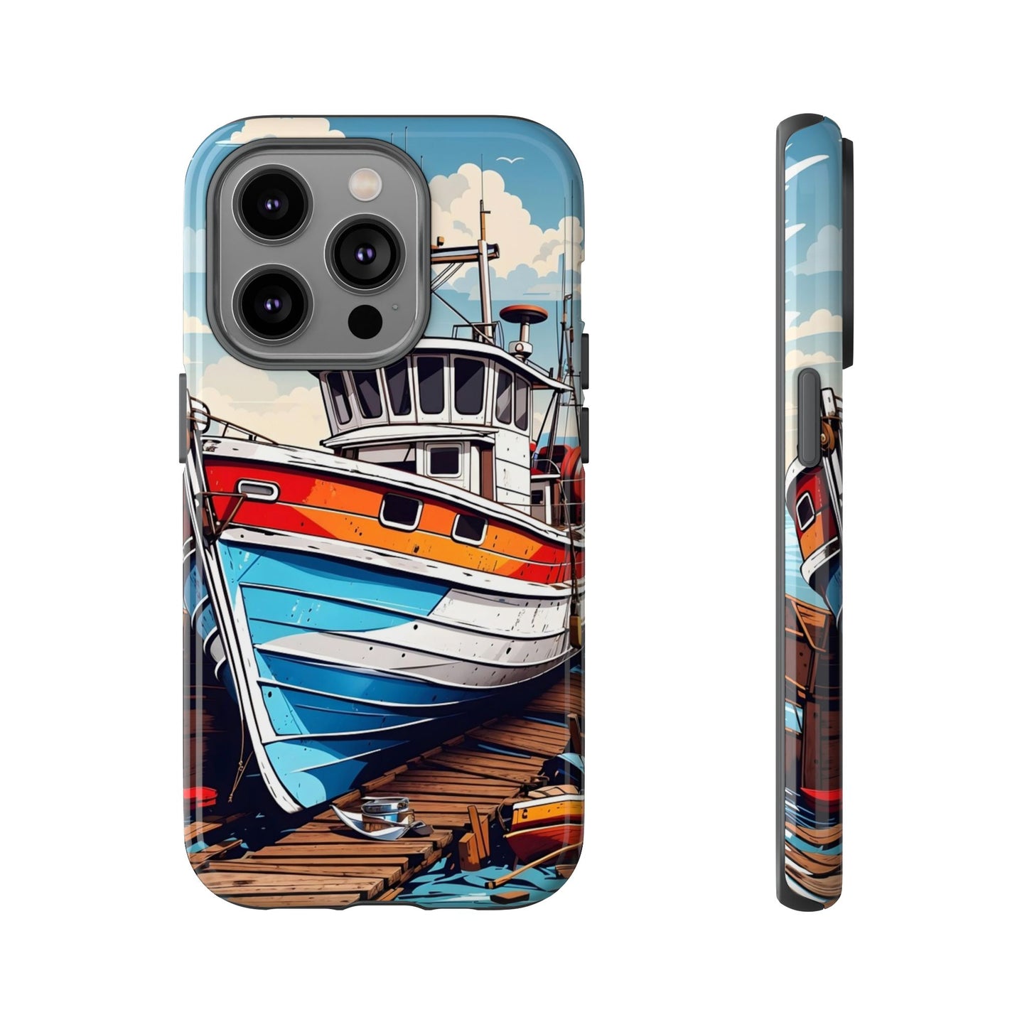 Colorful Fishing Boat Phone Case | Nautical Gift, Marine Design, Coastal Aesthetic, Summer Vibes, Sea Lover's Accessory