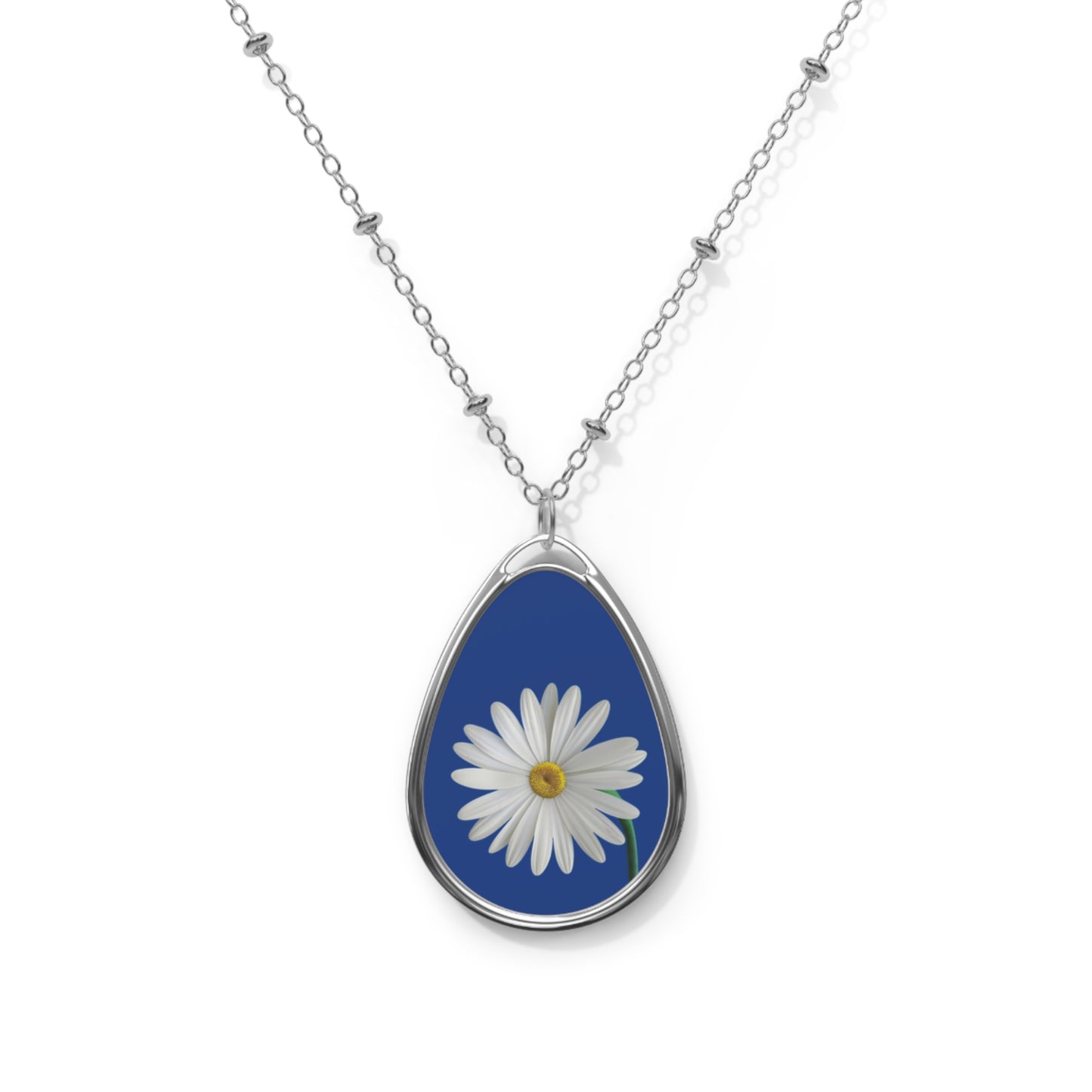 Daisy Oval Necklace, Nature Inspired Jewelry, Floral Accessories, Gift for Her