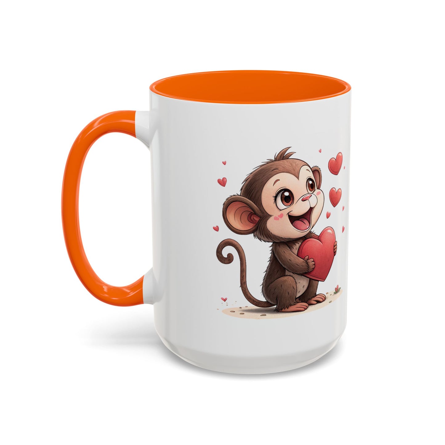 Cute Monkey Love Coffee Mug, Valentine's Gift, Animal Lover's Mug, Heartfelt Coffee Cup, Fun Kitchen Decor
