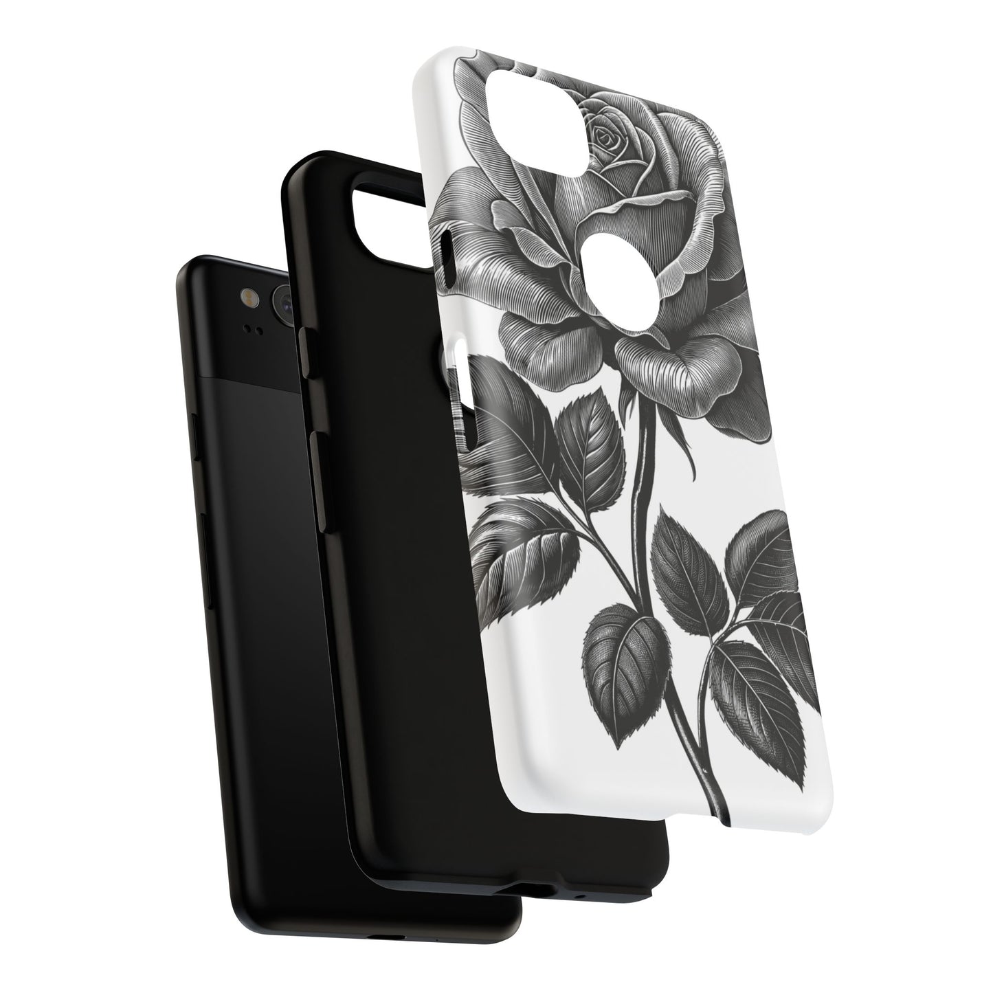 Elegant Floral Phone Case - Tough Cases, Black Rose Design, Floral Phone Cover, Stylish Phone Accessory, Gift for Her, Mother's Day