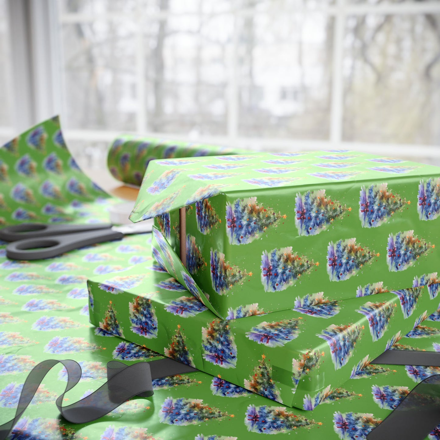 Vibrant Floral Wrapping Paper, Eco-Friendly Gift Wrap for Birthdays, Holidays, Special Occasions, Party Supplies, Green Decor