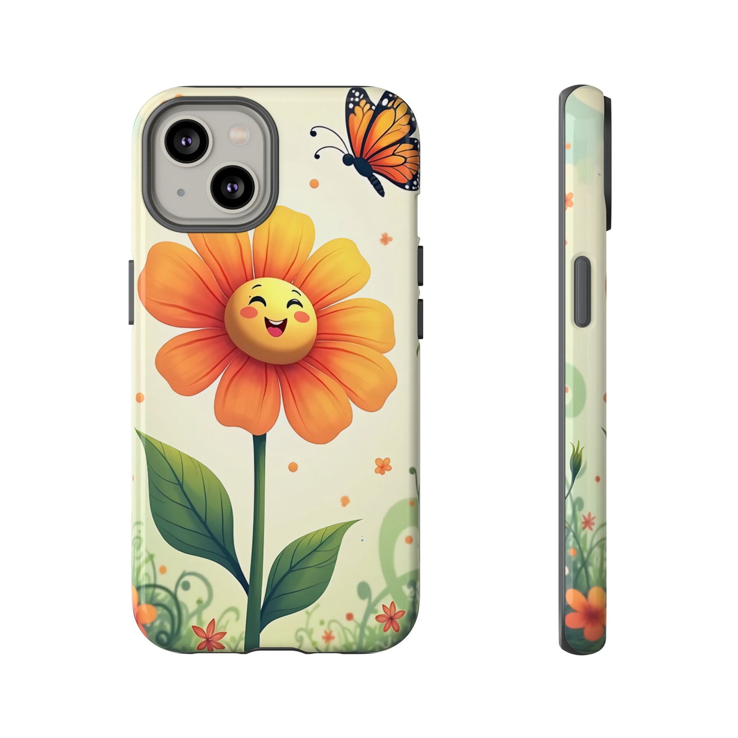 Floral Phone Case with Butterfly Design, Cute Flower Phone Cover for Nature Lovers, Eco-Friendly Gift, Spring Vibes, Birthday Present