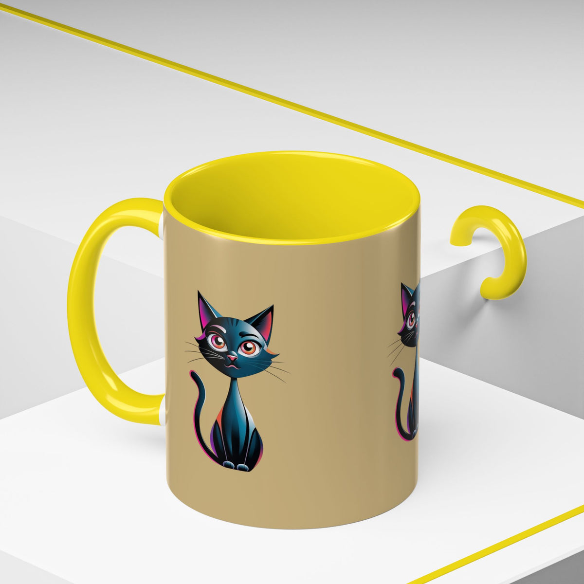 Cute Cat Accent Coffee Mug - Perfect for Cat Lovers, Gift for Birthdays, Home Decor, Animal Enthusiasts, Fun Kitchenware