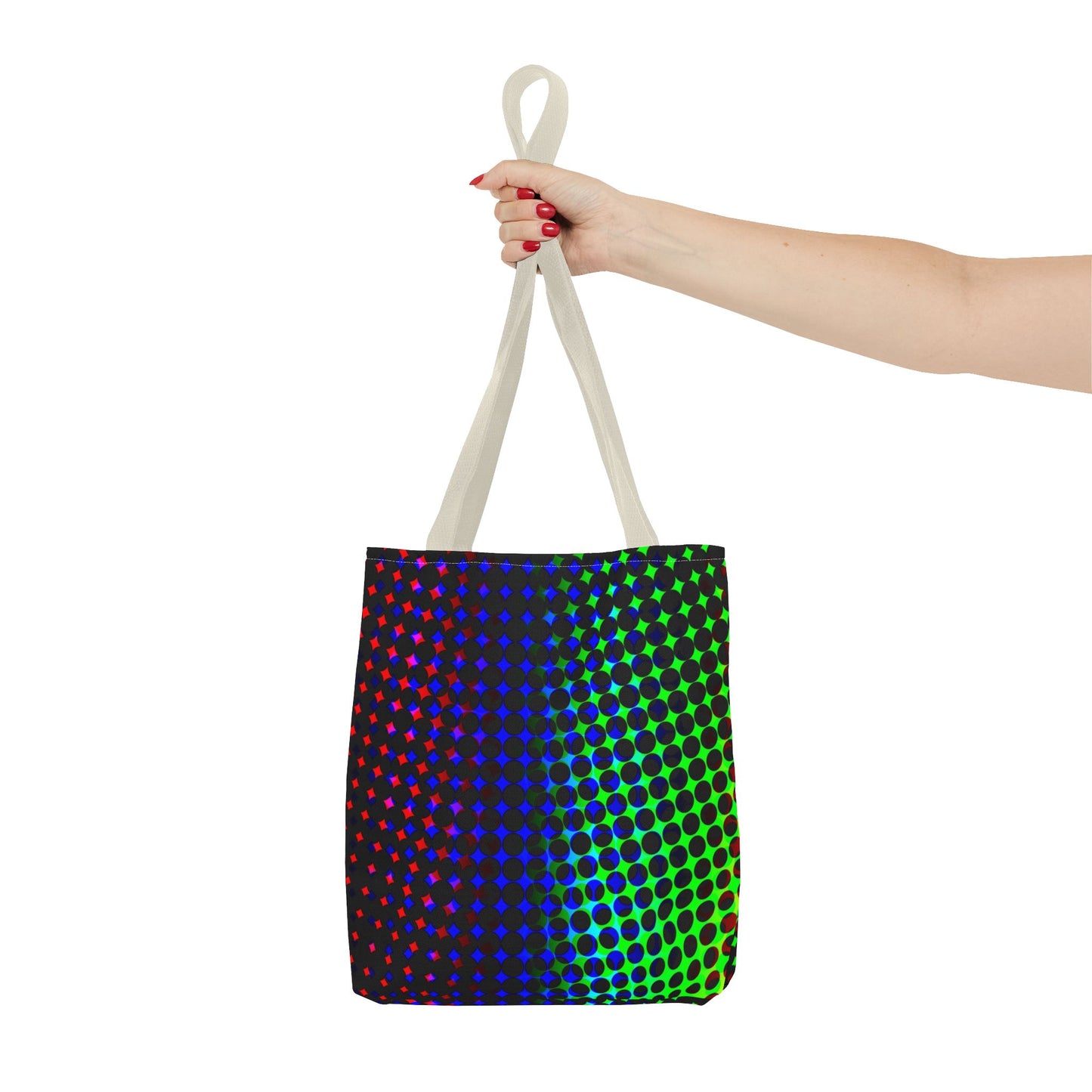 Vibrant Dot Print Tote Bag - Colorful Reusable Shopping Bag, Beach Tote