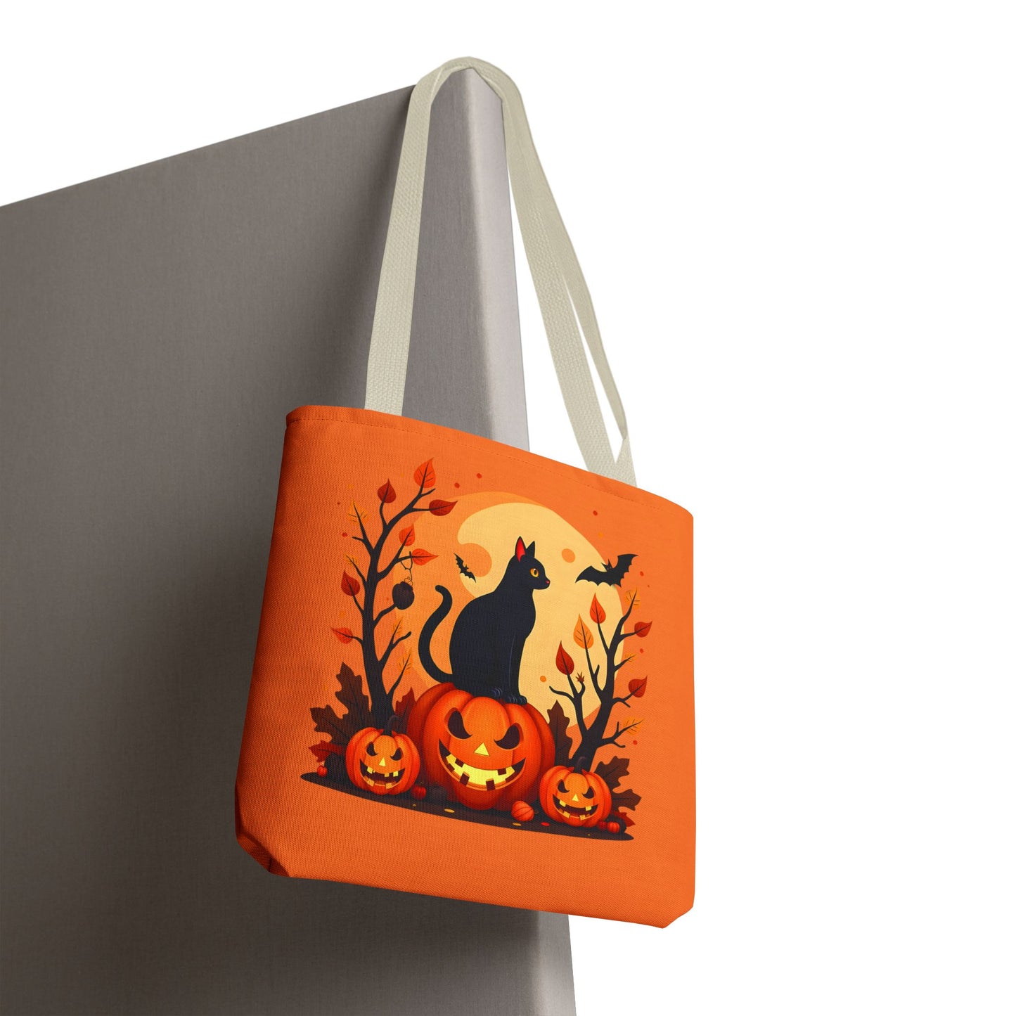 Halloween Cat Tote Bag | Spooky Halloween Accessory, Trick or Treat, Gift for Cat Lovers, Fall Fashion Must-Have, Pumpkin Decor