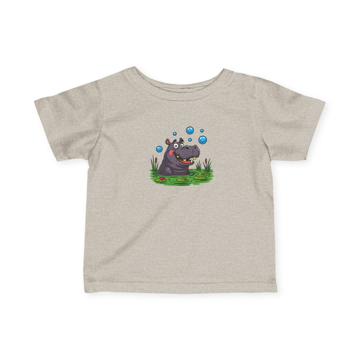Cute Hippo Infant Tee with Bubbles, Baby Shirt, Toddler T-Shirt, Fun Kids Clothing, Unique Baby Gift, Pram Outfit