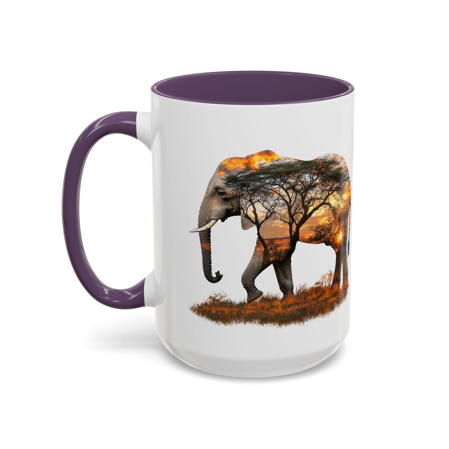 Elegant Elephant Accent Coffee Mug - Nature Lover Gift, Animal Lover Mug, Unique Home Decor, Wildlife Conservation, Travel Mug
